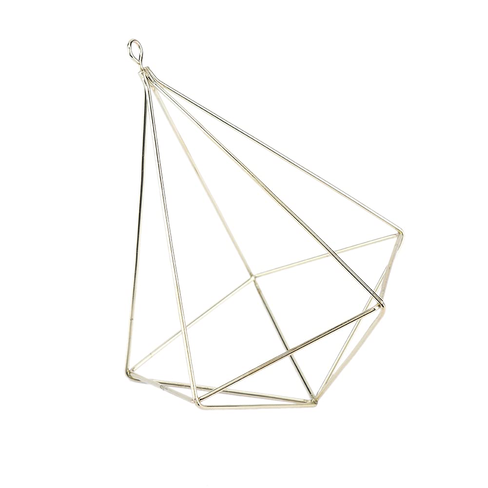 Geometric Metal Hanging Plant Stand - Air Plant Holder for Ferns, Moss & Bromeliads - Gold Flower Rack for Indoor/Outdoor Decor - Perfect for Living Room, Patio & Boho Home Decor