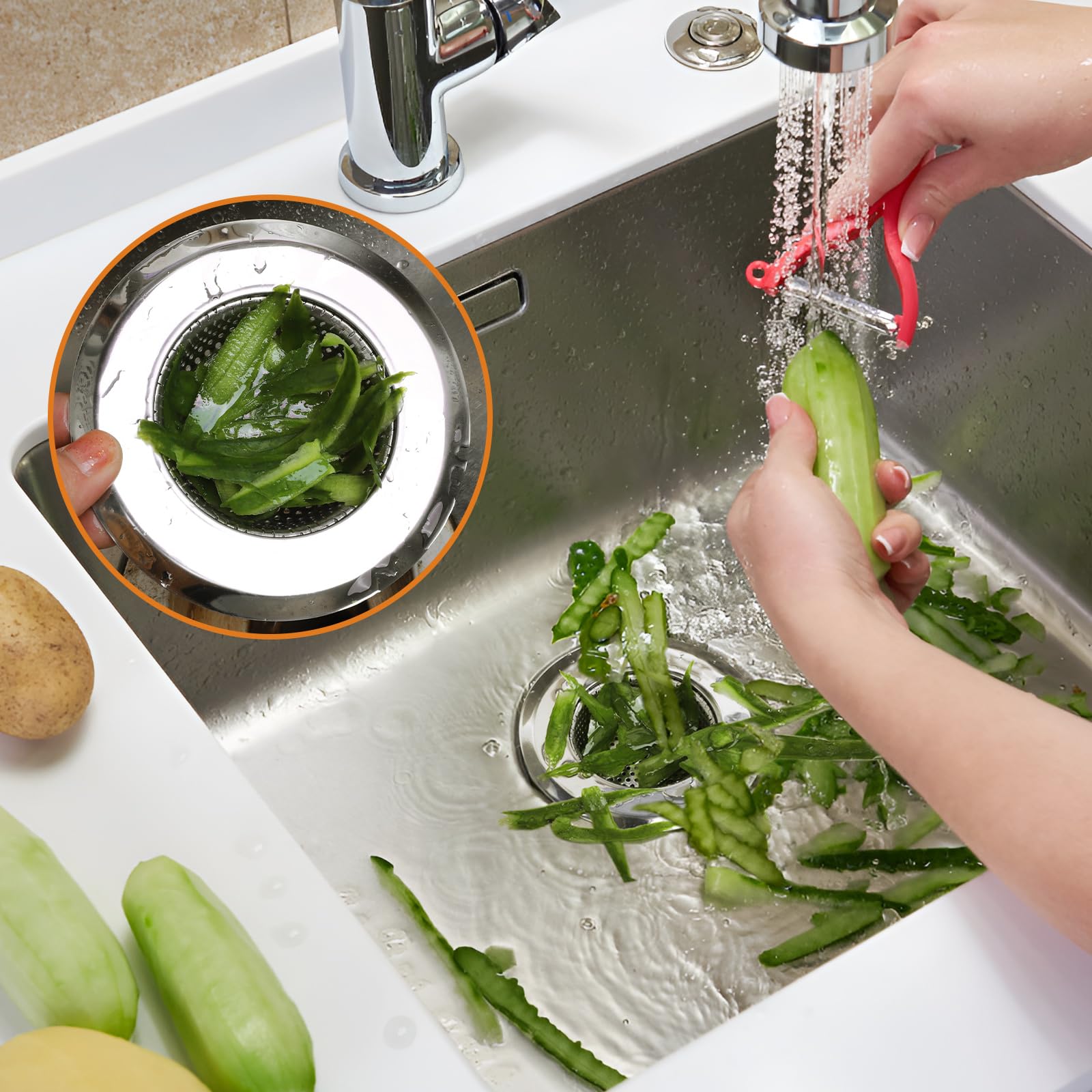 2 Pack 4.5 Inch Stainless Steel Kitchen Sink Strainer - Durable Sink Drain Food Catcher for Kitchen, Bathroom, and Utility Sinks