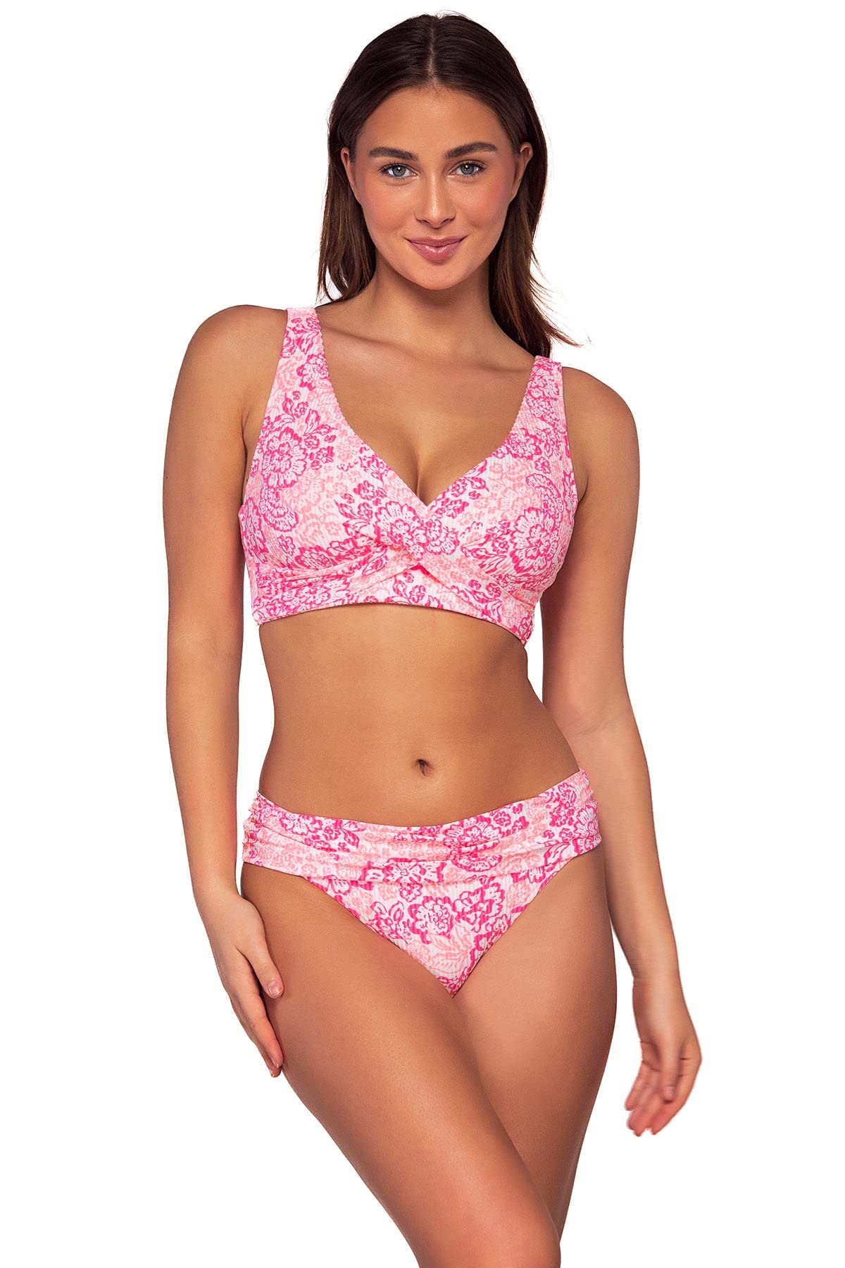 Sunsets Elsie Swim Top with Removable Cups - Coral Cove - Sizes 36E, 34F, 32G - Supportive Swimwear for Women - Perfect for Beach Vacations, Pool Parties & Summer Getaways