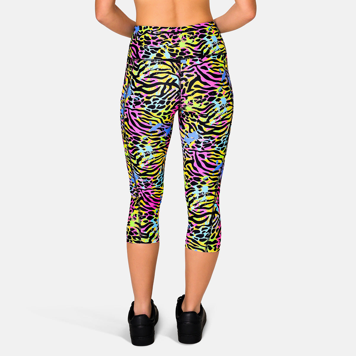 Rainbow Tiger Retro Reboot Capri Pants - Vintage 90s Style High Waisted Stretch Jeans for Women | Perfect for Casual Wear, Street Fashion & Summer Outfits