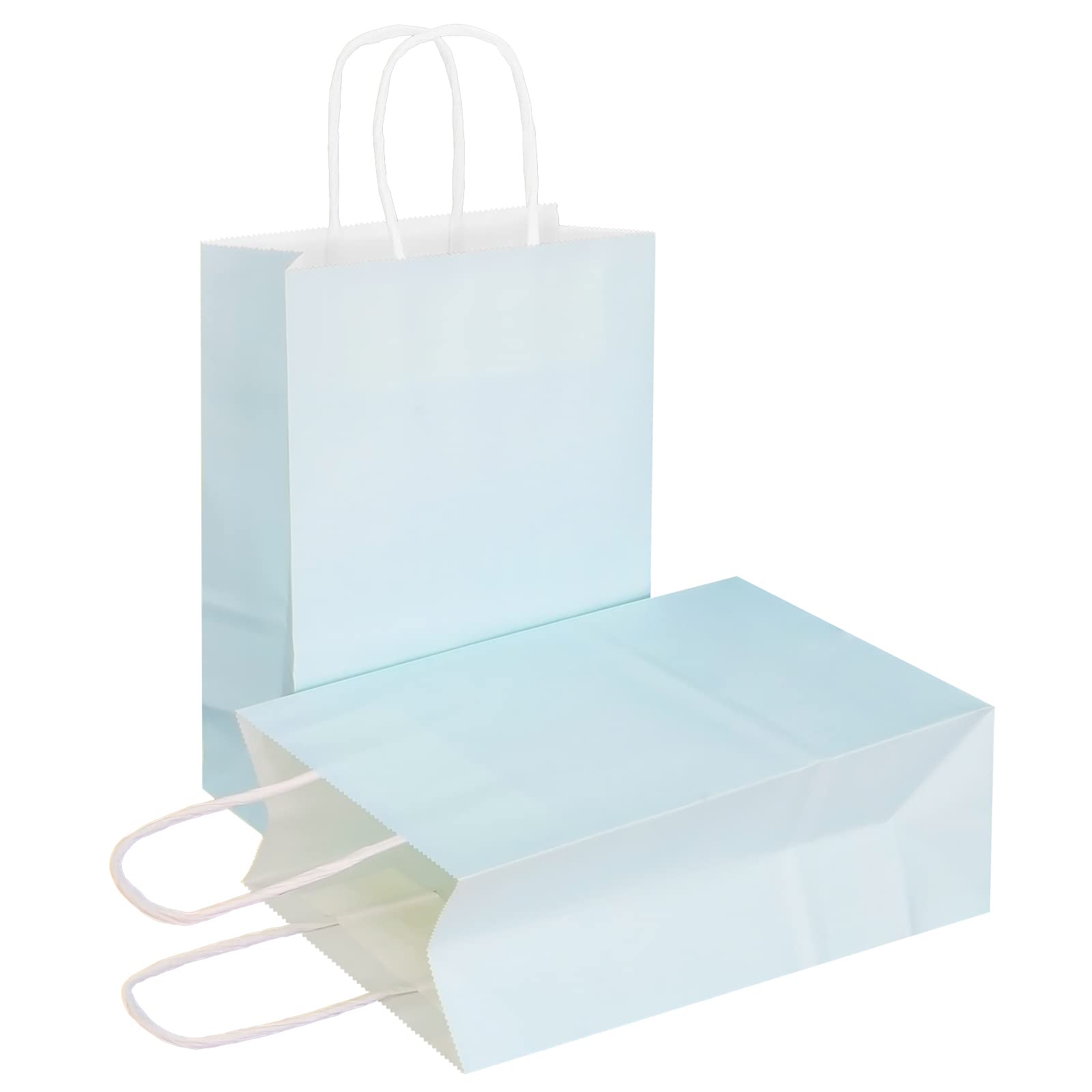 AZOWA 25-Pack Medium Kraft Paper Gift Bags with Handles - 8.6x4.3x10.2 Inches Pastel Blue Eco-Friendly Party Favor Bags for Birthday, Wedding, Baby Shower & Holiday Gifts