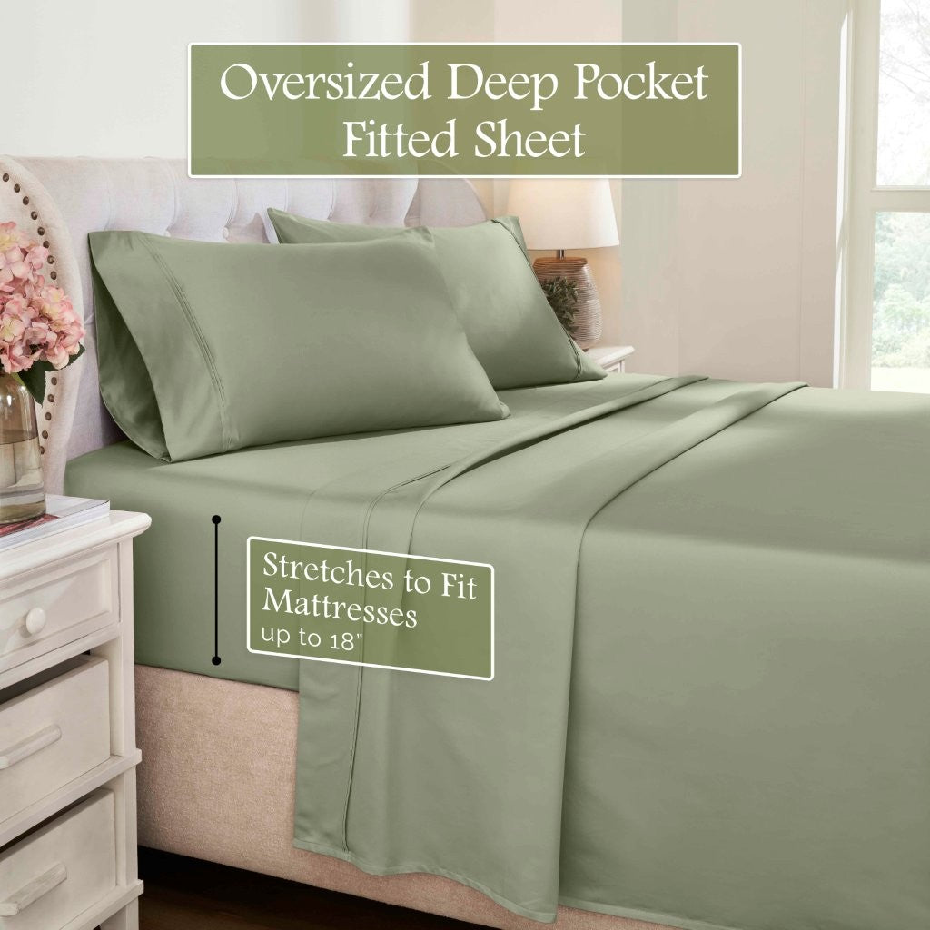 Luxury 1200 Thread Count Egyptian Cotton Deep Pocket Bed Sheet Set - Queen Size, Soft & Breathable for Ultimate Comfort - Perfect for Master Bedroom, Guest Room & Hotel Use
