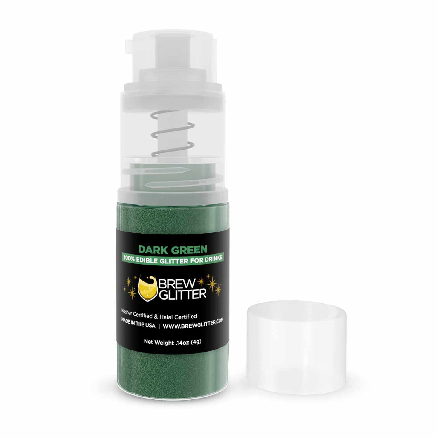 Dark Green Edible Beverage Glitter for Drinks & Cocktails | Mini Spray Pump for Easy Application - Perfect for Party Drinks, Wedding Toasts & DIY Decorations