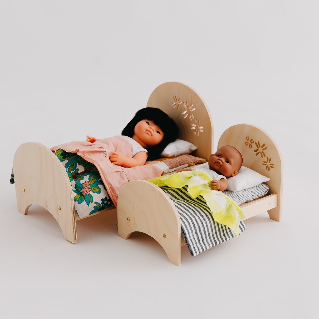 Flower Dolls Bed - Soft Plush Doll Bed for Kids, Girls & Toddlers - Perfect for Nursery, Playroom & Bedroom Decor