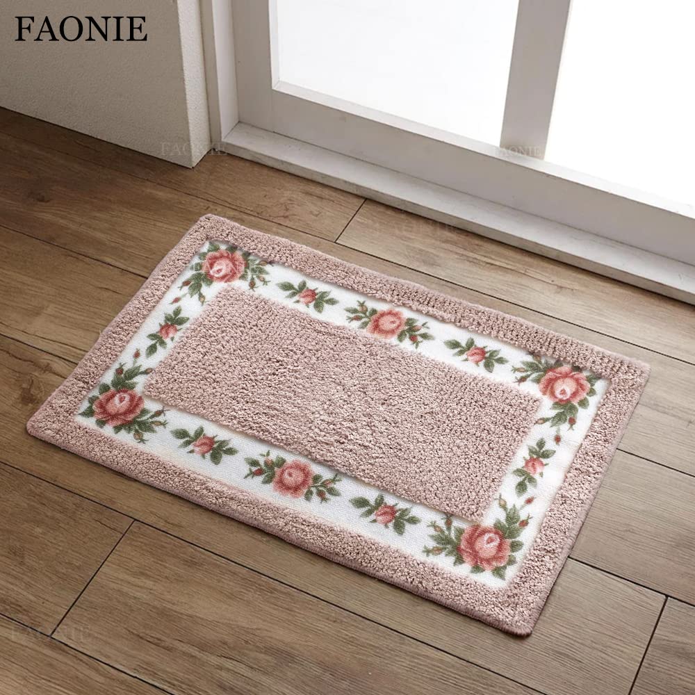 Soft Non-Slip Floral Rose Shaggy Area Rug - Romantic Pink Shower Bath Mat & Bedroom Living Room Carpet | Cozy Home Decor for Bathroom, Nursery & Entryway (Medium Size)