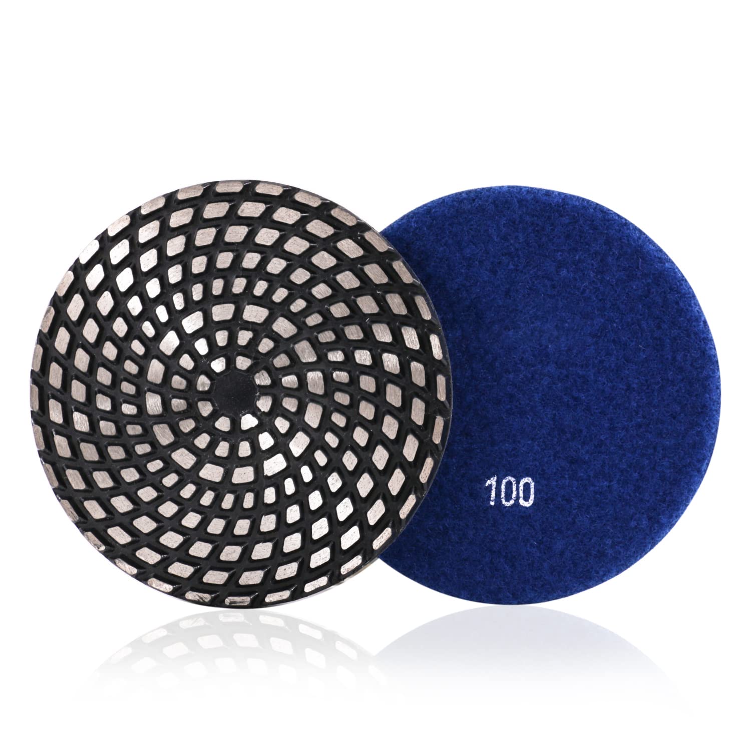 4 Inch Metal Diamond Polishing Pads for Grinder - Dry/Wet Use on Tile, Stone, Marble, Concrete, Ceramics & Glass (100 Grit, 1PC) - Perfect for Countertop Refinishing, Floor Restoration & DIY Home Projects