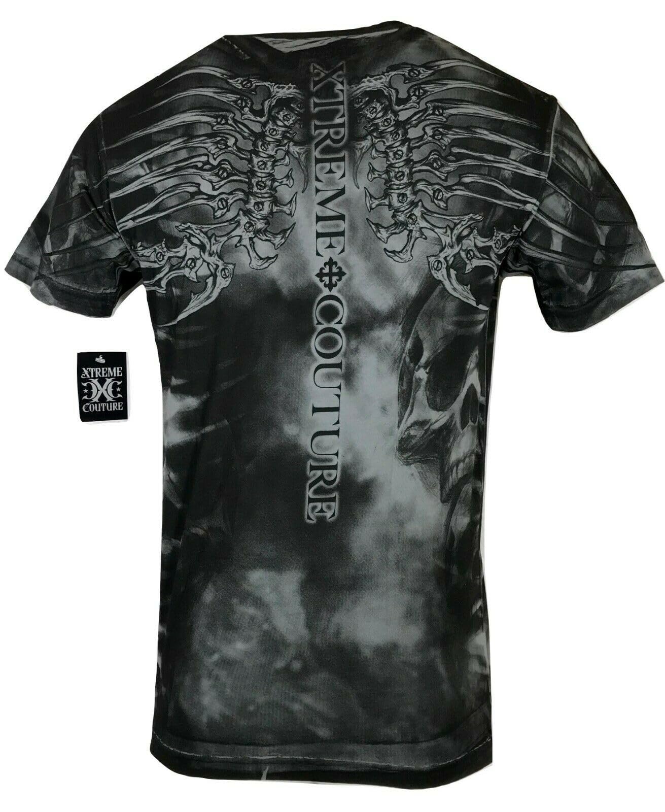 Xtreme Couture by Affliction Men's Graphic T-Shirt with Iron Bones & Skulls Design | Streetwear Fashion for Casual Wear & Gym Outfits