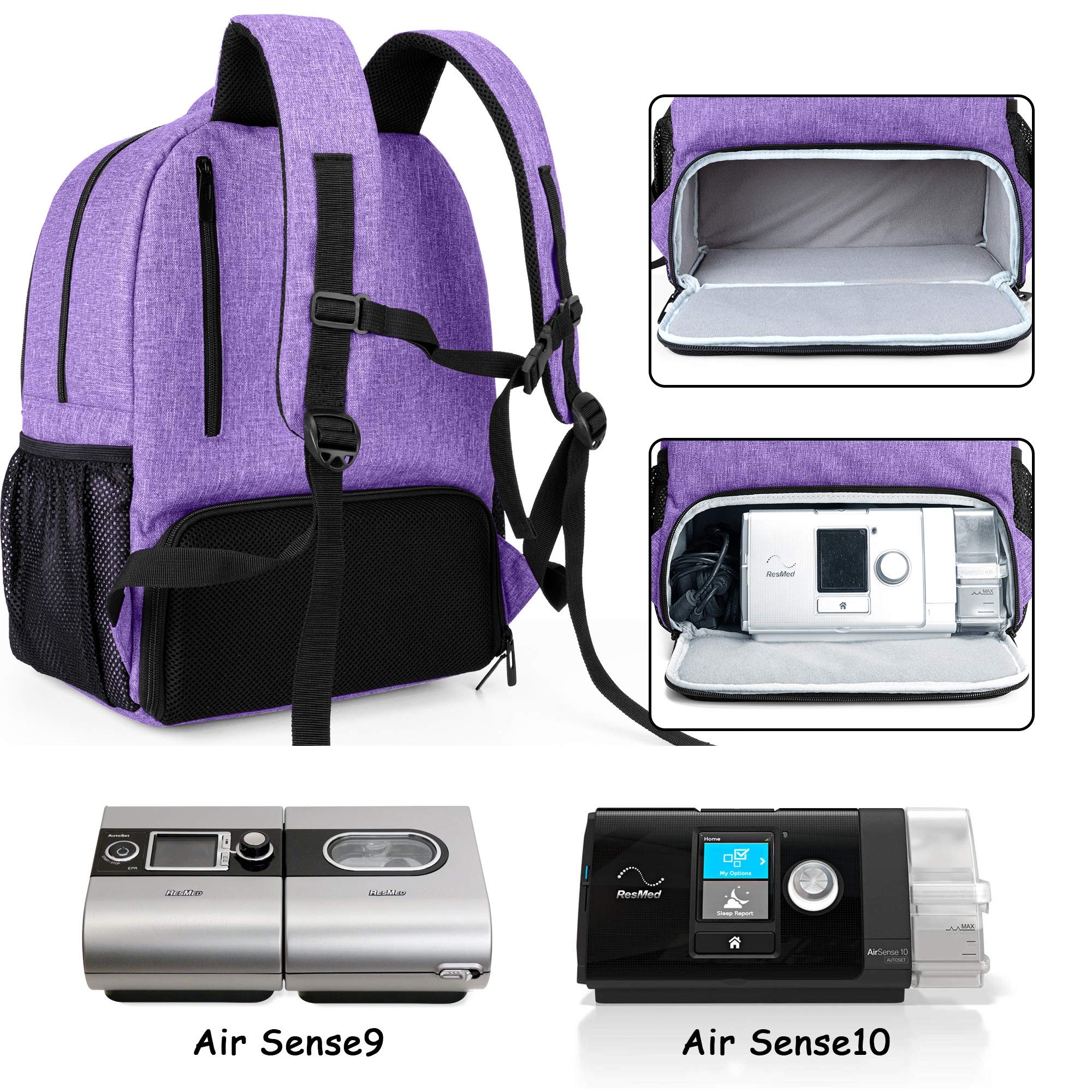 CURMIO CPAP Travel Bag for ResMed AirMini & AirSense 9/10 - Portable CPAP Backpack for Travel & Camping (Patented Design) - Perfect for Overnight Trips, Business Travel & Outdoor Adventures