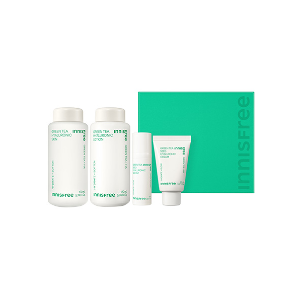 Innisfree Green Tea Hyaluronic Acid Skincare Set - Hydrating Face Moisturizer & Serum for Dry Skin - Perfect for Daily Skincare Routine & Nighttime Hydration