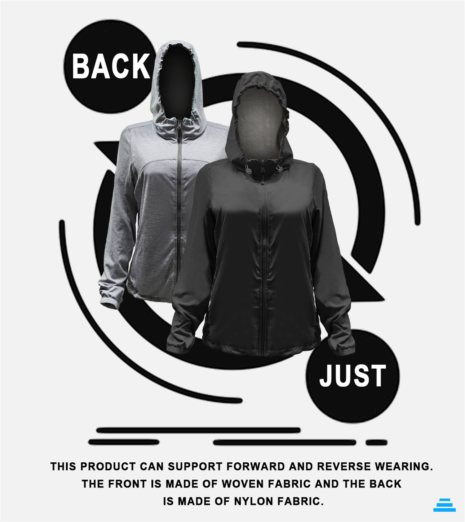 Reversible Hooded Track Jacket for Men & Women - Lightweight Zippered Athletic Jacket for Running, Gym & Outdoor Activities
