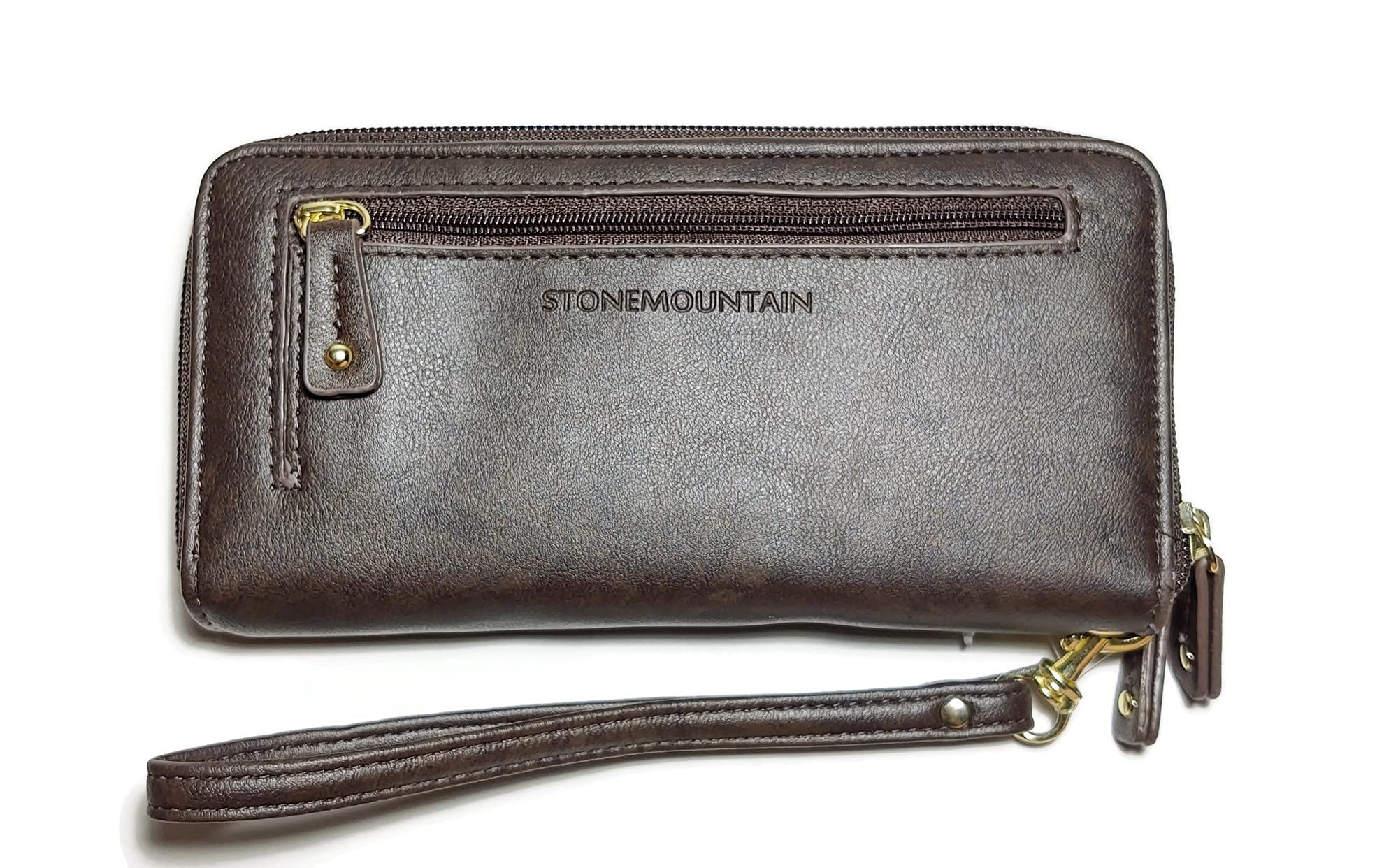 Stone Mountain Crunch SLG Wristlet Wallet for Women - Matte Brown Leather Crossbody Phone Purse - Perfect for Travel, Shopping & Everyday Use