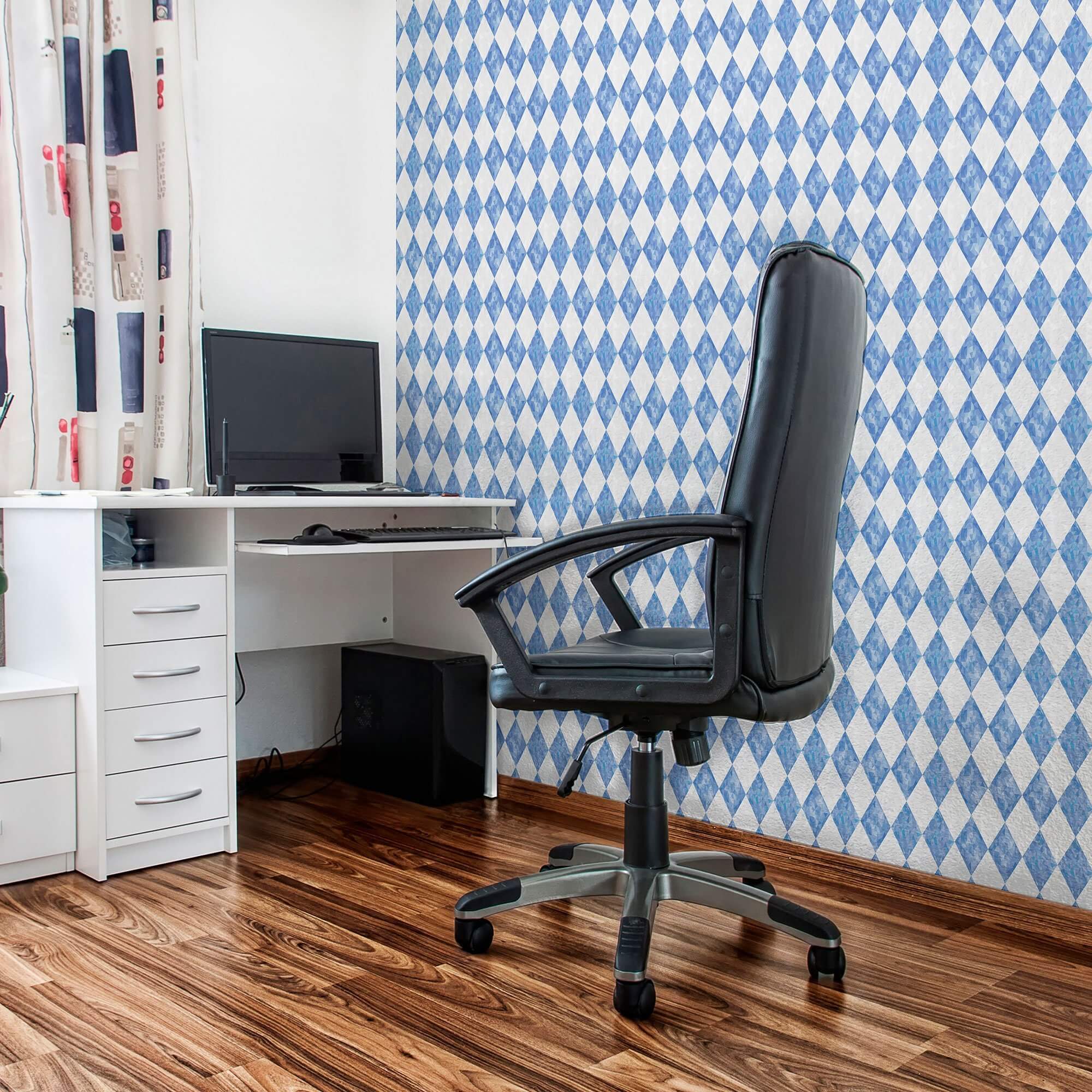 Blue and White Textured Peel and Stick Removable Wallpaper - Self-Adhesive Decorative Wall Covering for Bedroom, Living Room, Nursery & Home Office Decor