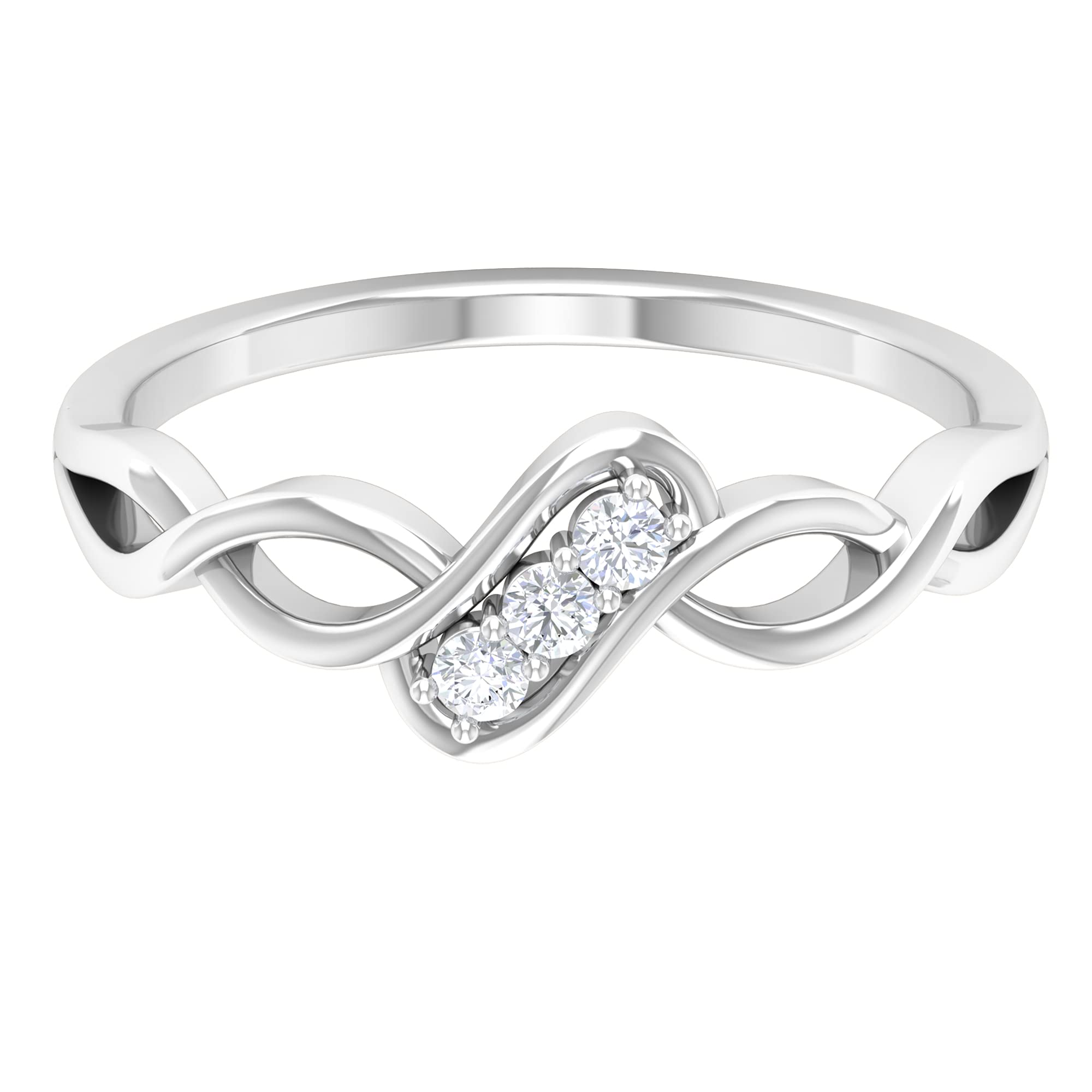 Certified 14K Solid Gold Diamond Ring for Women - Three Stone & Crossover Design with April Birthstone | Perfect for Engagement, Anniversary & Special Occasions