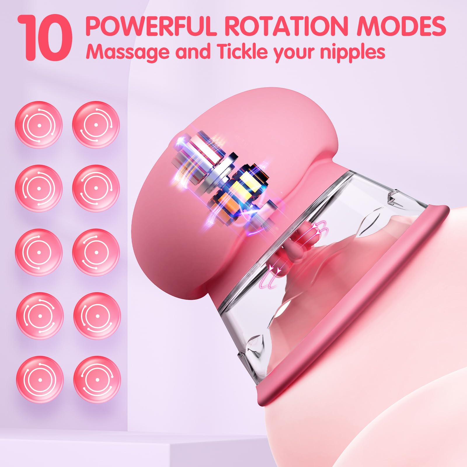 Rechargeable Nipple Vibrator for Women - 10 Powerful Suction & Vibration Modes with 3 Brush Heads, Adult Sex Toy for Couples Pleasure & Sensual Massage | Perfect for Foreplay, Solo Play & Intimate Moments