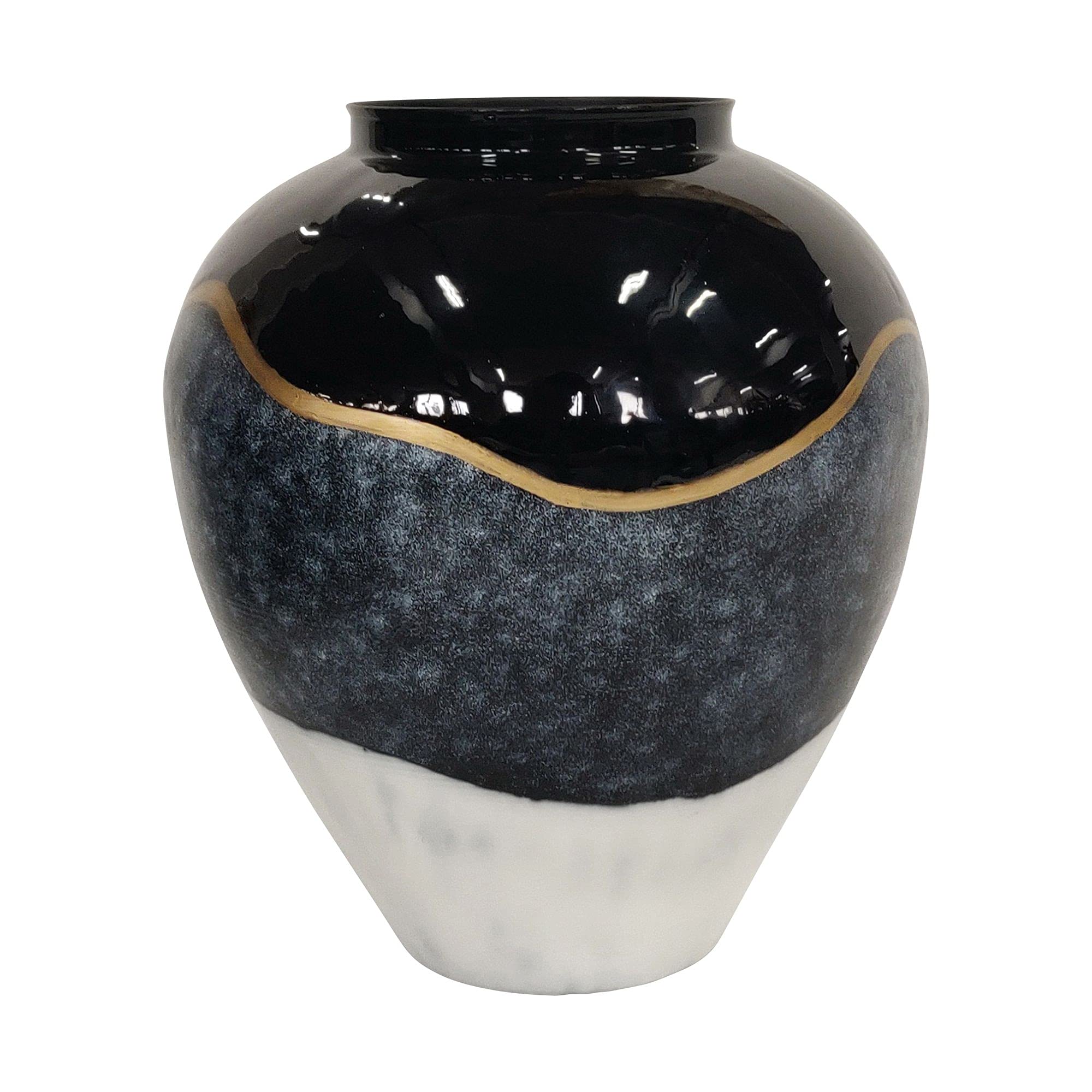 Kingston Living 19-Inch Blue and White Abstract Ceramic Tabletop Vase - Perfect for Home Decor, Centerpiece, and Floral Arrangements