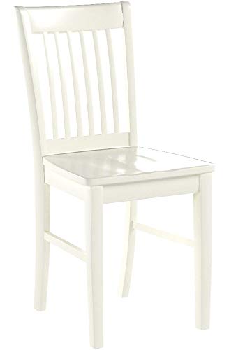 East West Furniture Norfolk Dining Room Chairs Set of 2 - Solid Wood Slat Back Chairs with Comfortable Seat in Linen White | Perfect for Kitchen, Dining Room, and Breakfast Nook