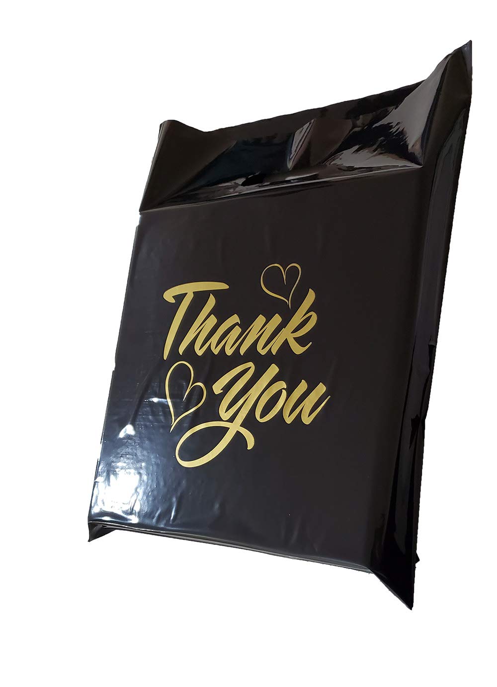 100 Pack 12x15 Inch Black Thank You Gift Bags with Die-Cut Handles & Glossy Finish - Premium Merchandise Bags for Retail Packaging, Party Favors, Wedding Favors, and Corporate Gifting