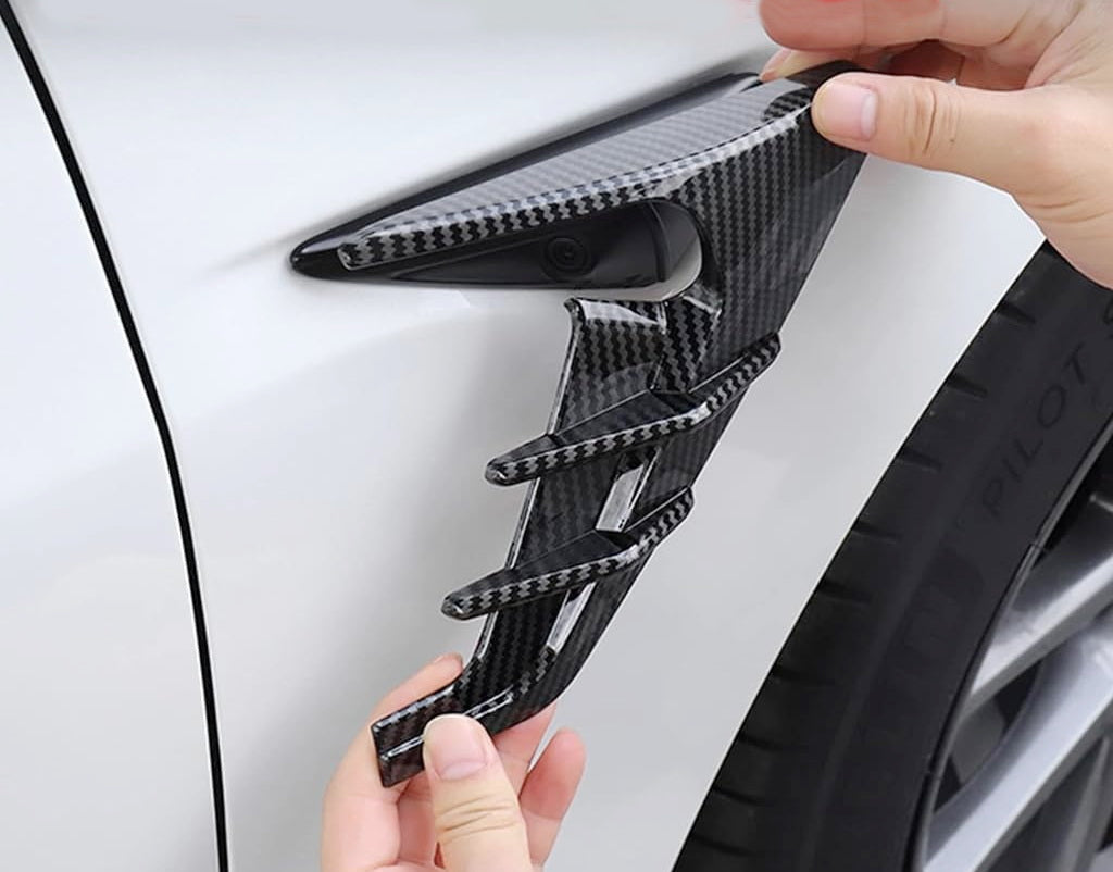 Gloss Black Carbon Fiber Shark Gill Side Marker Decals for Tesla Model 3 & Model Y - Premium Exterior Styling Upgrade for Sporty Look (2017-2023 Models) | Perfect for Car Enthusiasts & Customization Projects