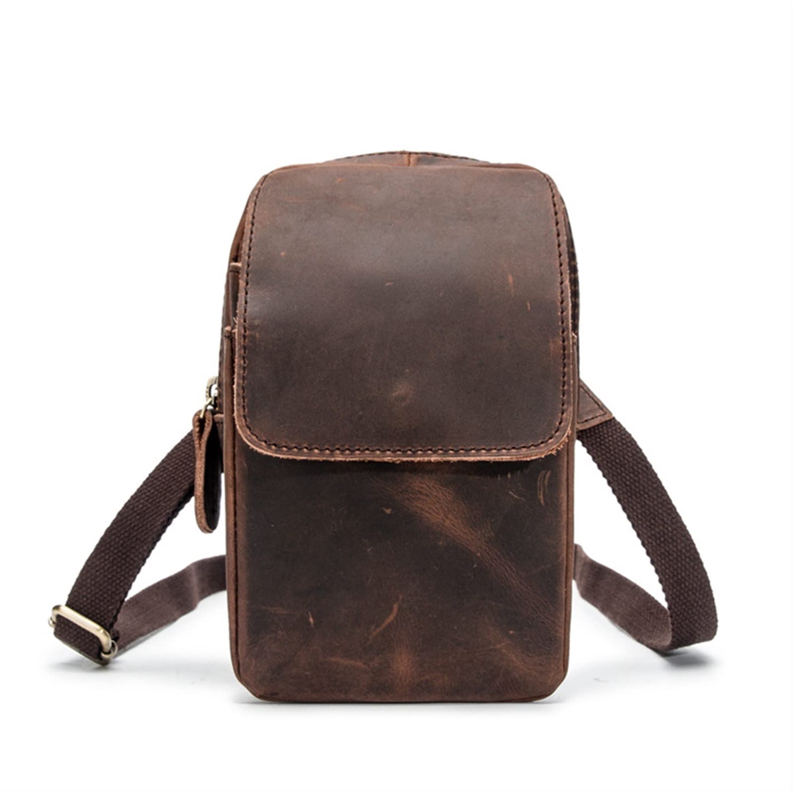 Genuine Leather Men's Waist Pack Fanny Bag - Crossbody Shoulder Messenger Bag for Phone & Essentials (Brown, 18x12x7.5cm) - Perfect for Travel, Hiking & Everyday Use