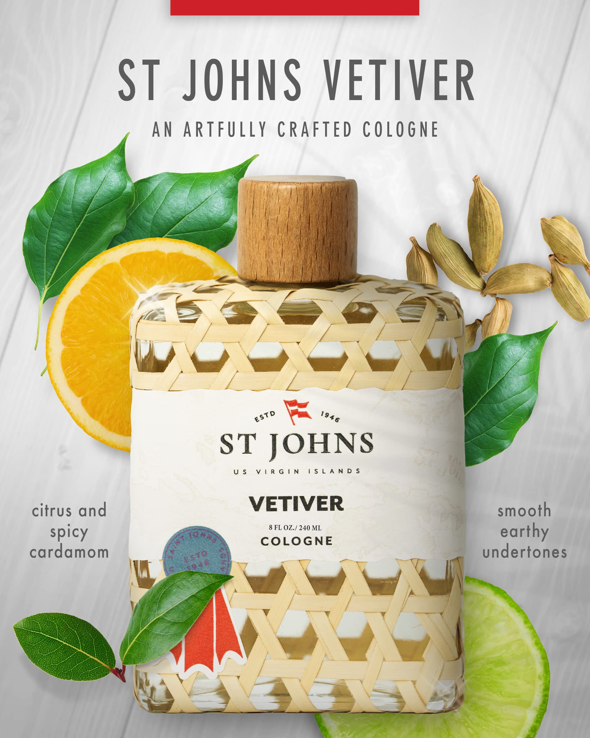 St Johns Vetiver Aluminum-Free Deodorant for Men & Women | 2.6 oz Natural Clear Deodorant Stick with Classic Vetiver Cologne | Virgin Islands Inspired Fresh Scent | Perfect for Daily Use, Travel & Sensitive Skin