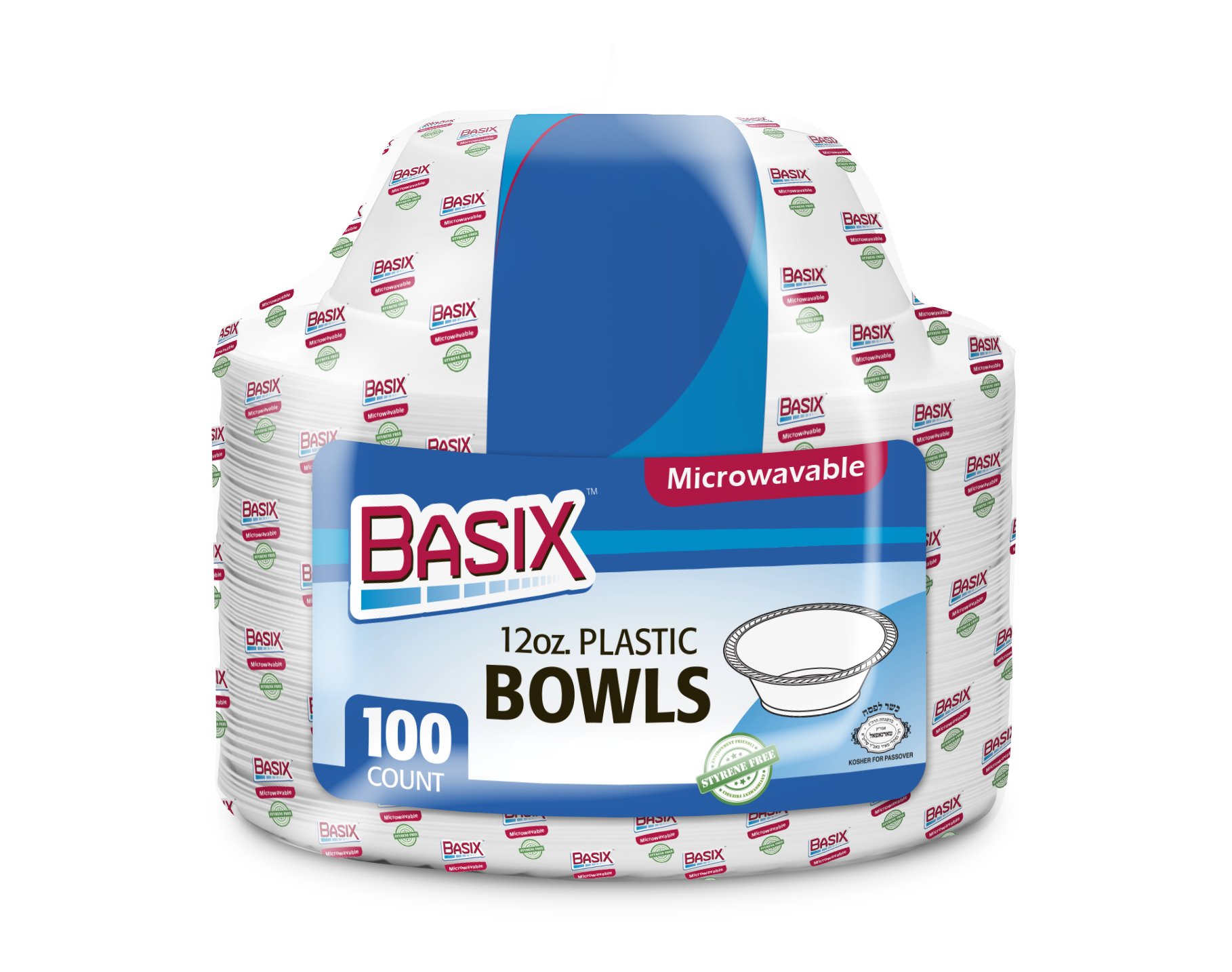 800 Count Basix Disposable 12 Oz White Plastic Soup Bowls - Microwave Safe, BPA Free, Bulk Pack of 8 - Perfect for Parties, Catering, Restaurants, Picnics, School Lunches & Everyday Meals