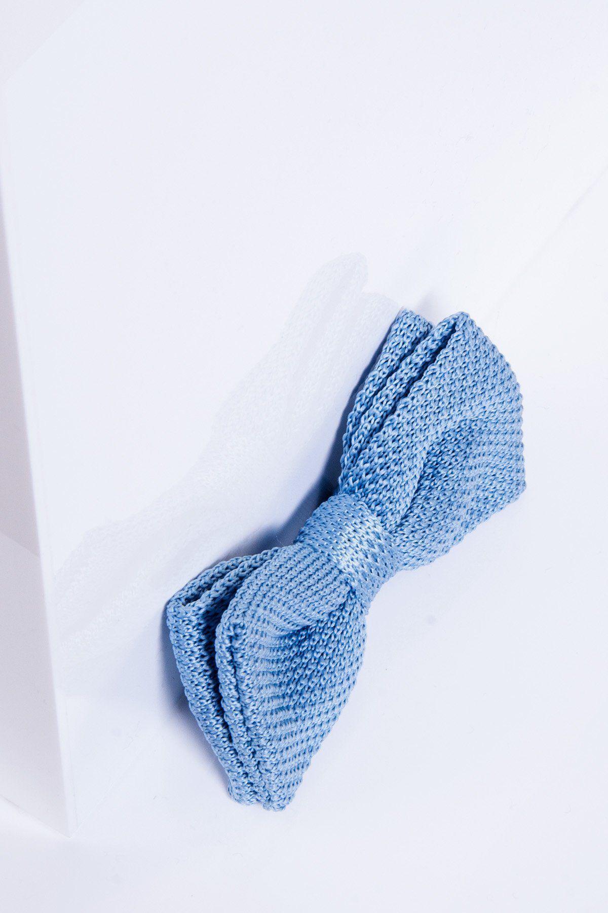 Sky Blue Knitted Double Layer Bow Tie for Men & Women - Elegant Accessory for Weddings, Parties & Formal Events
