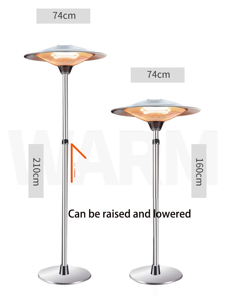 Outdoor Heater - High Power 1500W Waterproof Patio Heater with Adjustable Stand, 3 Heat Settings - Perfect for Balcony, Garden, Terrace & Indoor Use in Winter