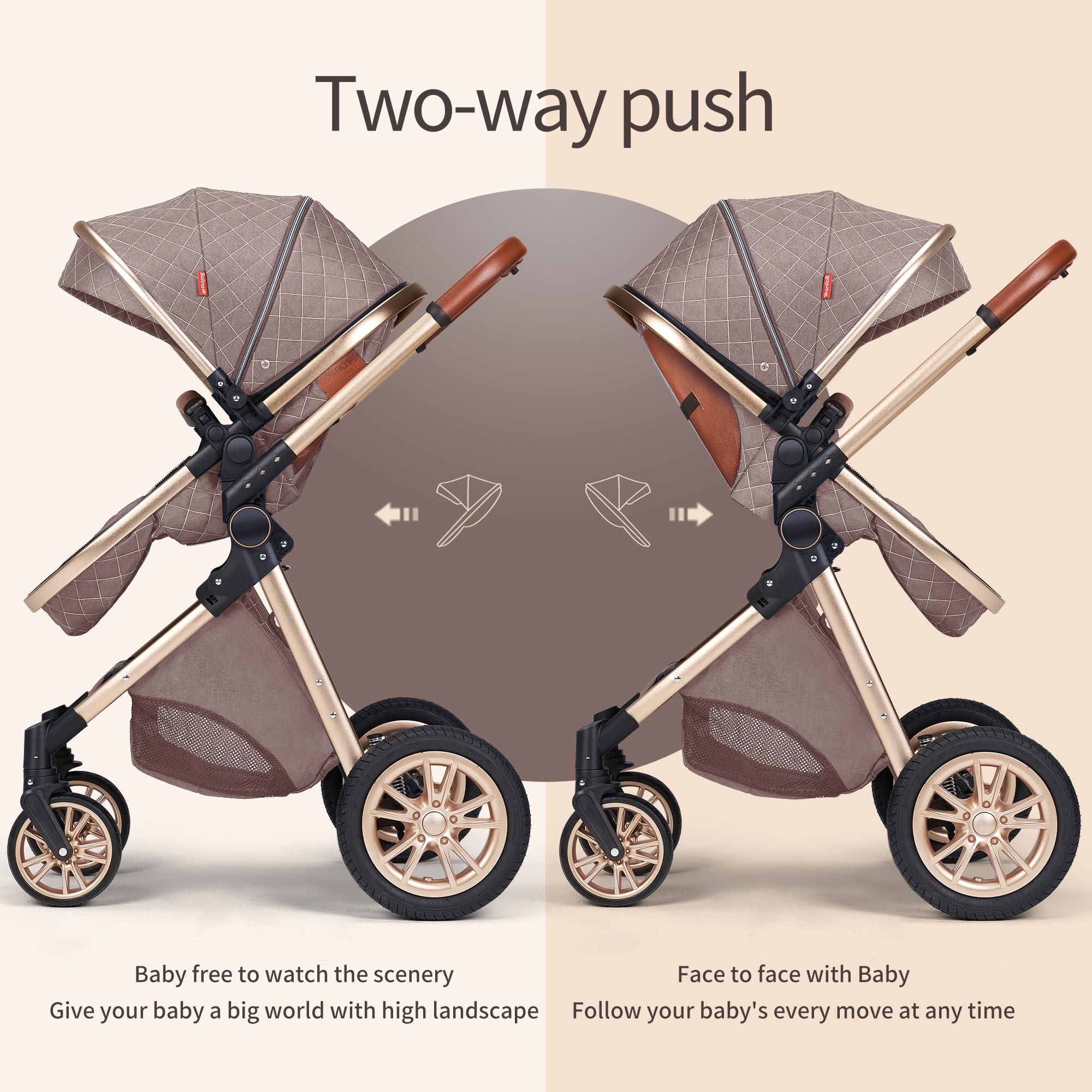 3 in 1 Baby Travel System - Lightweight Foldable Stroller with Reversible Seat & Adjustable Recline | Infant Pushchair for Newborns to Toddlers | Perfect for Shopping, Travel & Daily Walks (Beige)
