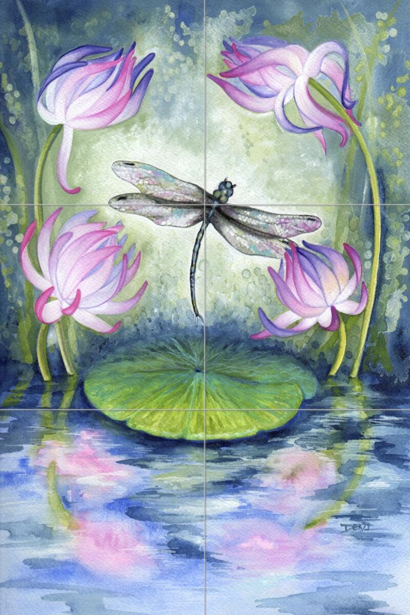 Ceramic Backsplash Tile Mural - Water View Landscape Overlooking Lake - Magic Pond Design by Denise Freeman - Perfect for Kitchen, Bathroom & Shower Walls - Create a Serene Spa-Like Atmosphere