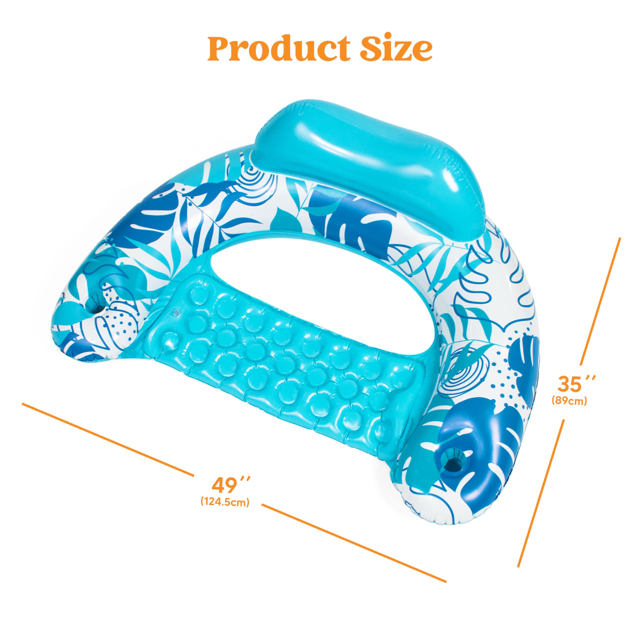 **SLOOSH 2-Pack Inflatable Pool Floats for Adults - Floating Chairs with Cup Holders, Blow Up Hammock Noodle Mat - Summer Water Fun for Pool, Beach, and Swimming Parties**    *(Use Cases: Perfect for relaxing by the pool, floating in the ocean, or lounging at summer parties with friends and family.)*