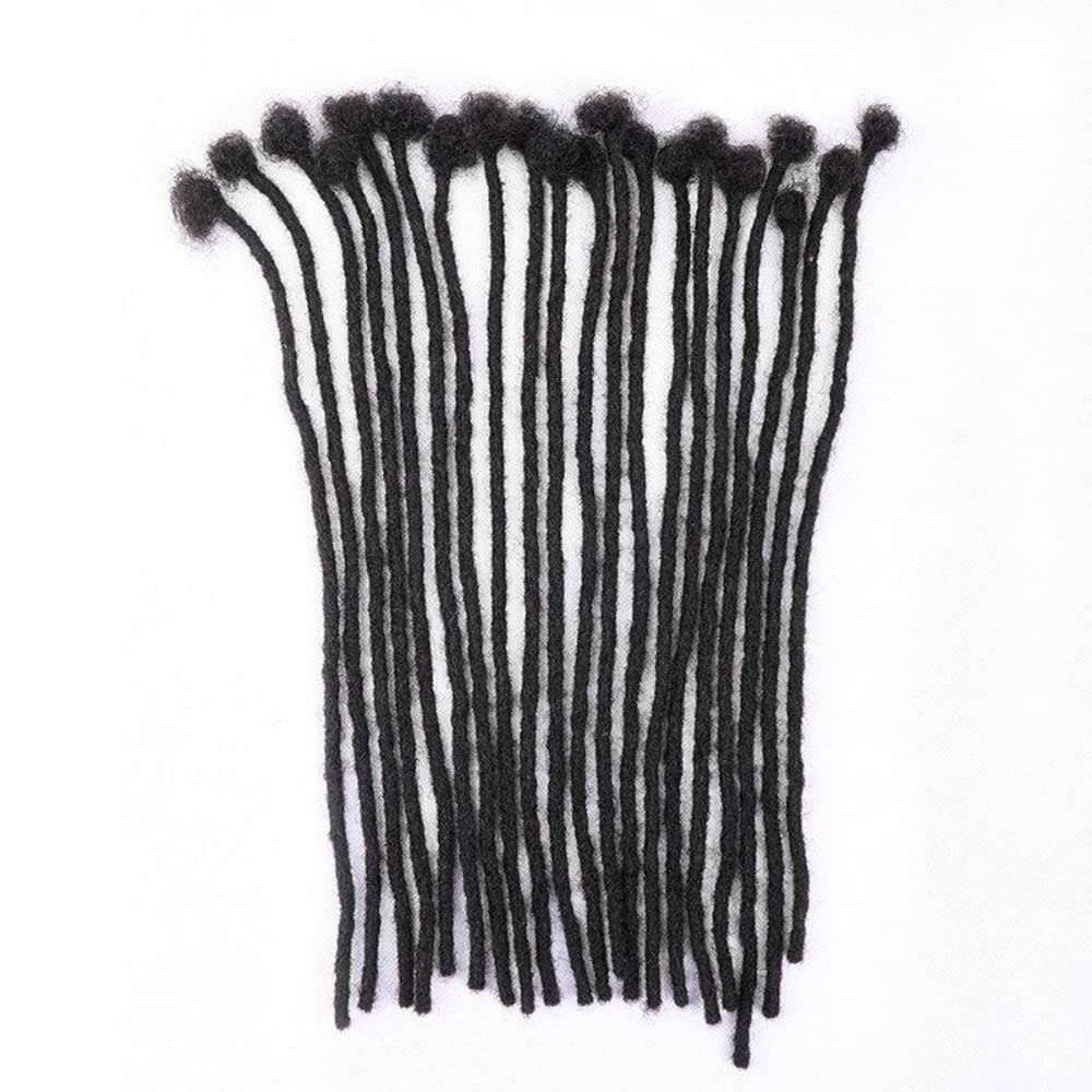100% Human Hair Dreadlock Extensions for Men & Women - 14 Inch Natural Black Permanent Loc Extensions (0.4cm Thickness, 100 Strands) | Handmade, Bleach & Dye Friendly | Perfect for Protective Styling, Cosplay & Everyday Wear