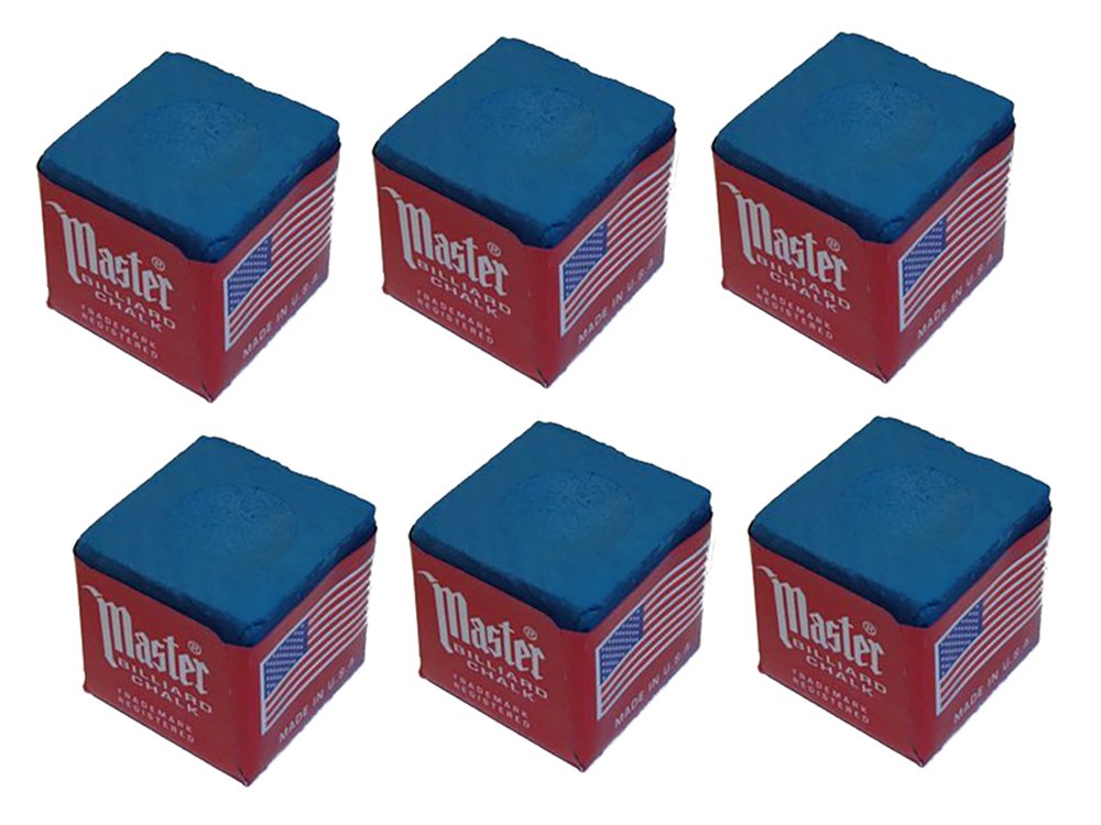Premium 6-Piece Blue Billiard Pool Cue Chalk Set - High Grip, Long-Lasting for Professional & Home Pool Tables - Perfect for Bars, Game Rooms & Tournament Play