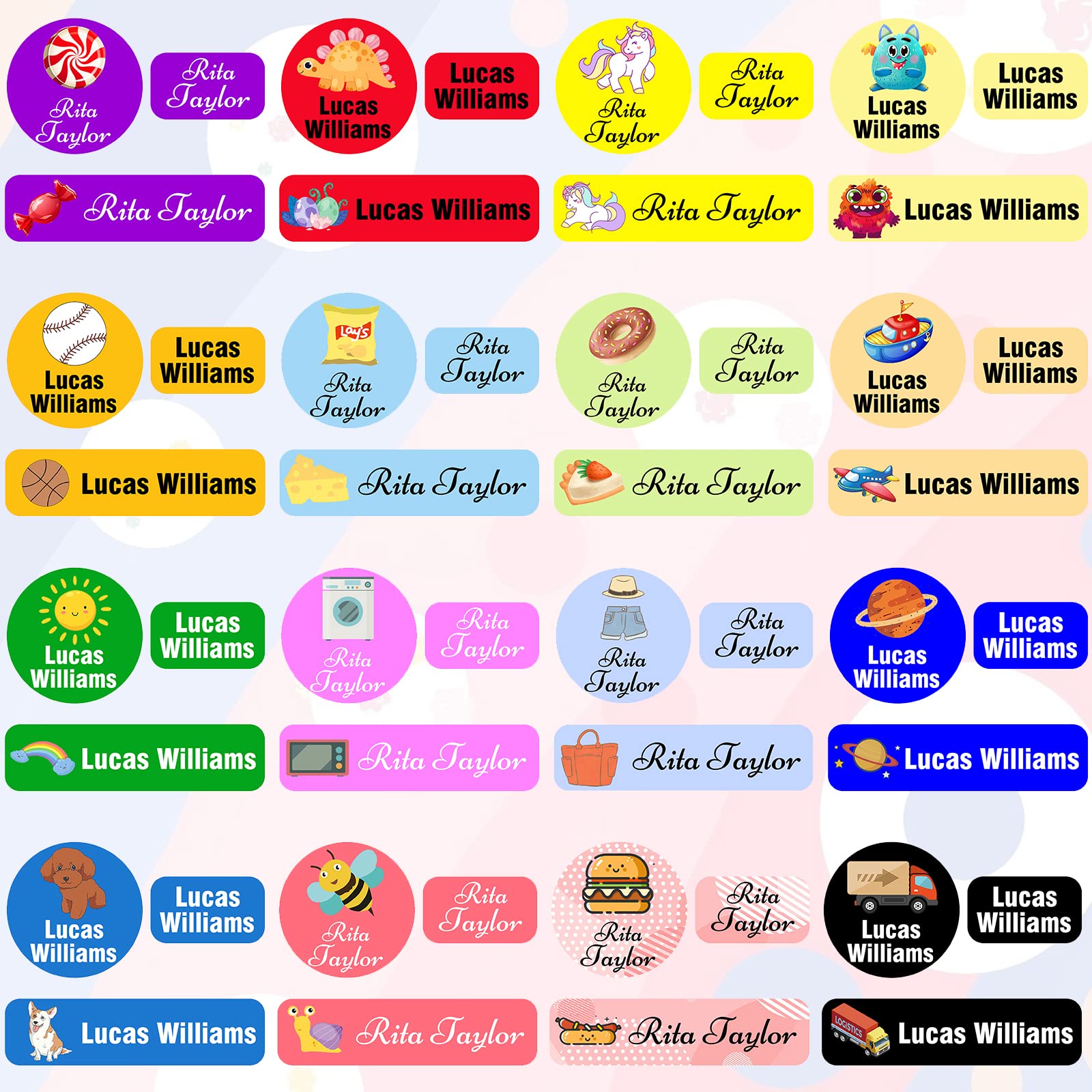Custom Name Labels for Daycare - 105 Pack Waterproof Kids Labels for Books, Toys, School Supplies & Lunch Boxes | Personalized Organization for Home & Classroom Use