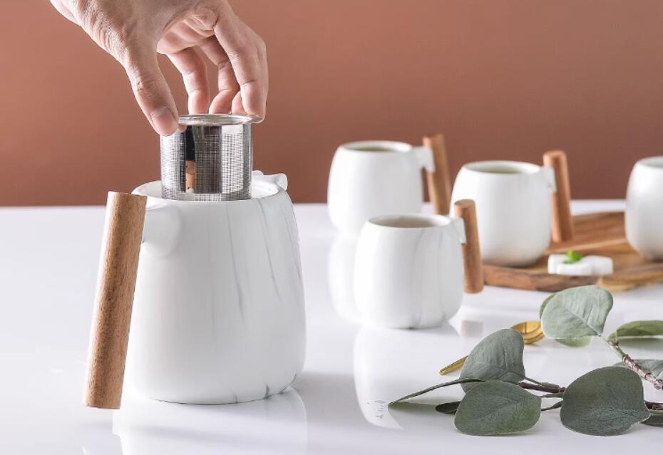 Modern Nordic Style White Porcelain Tea Set - Elegant and Minimalist for Home, Office, or Gift Giving
