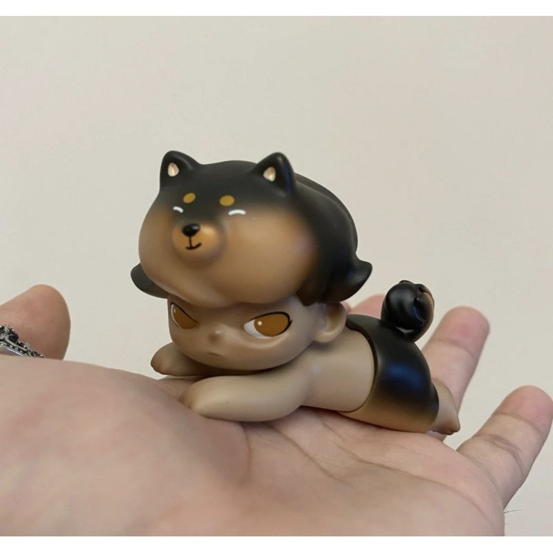 DIMOO Black Shiba Inu Lying Down Limited Edition Collectible Figure - Perfect for Anime Fans, Desk Decor & Gift Giving