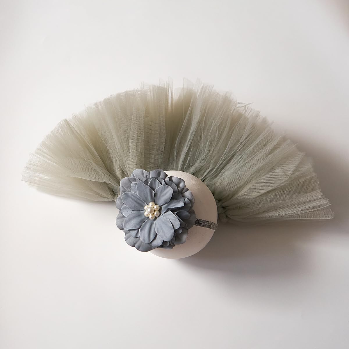 Baby Tutu Skirt & Headdress Set - Newborn Girl Photography Props, Infant Princess Costume Outfit (Grey) for Photo Shoots, Birthday Parties & Special Occasions