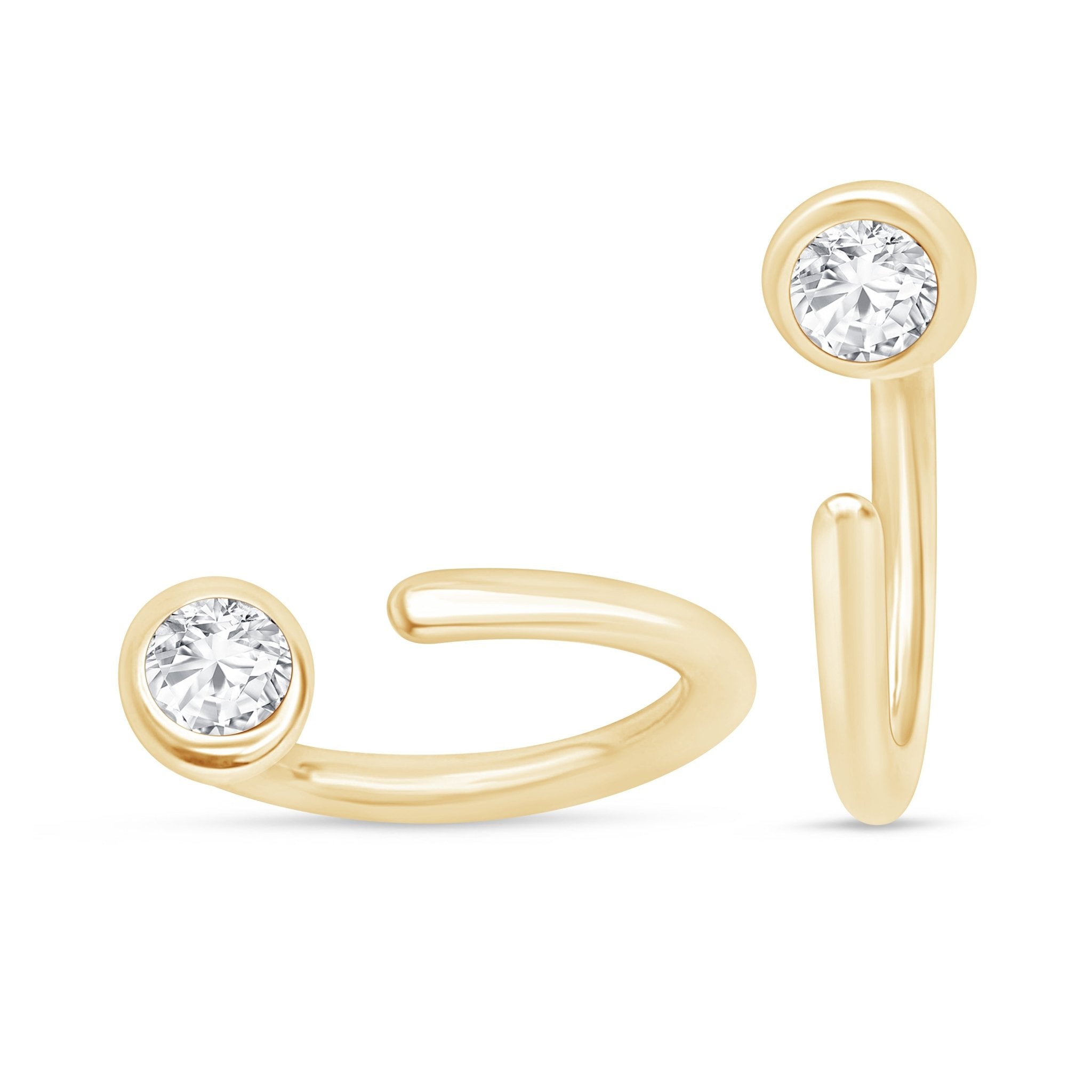 14k Yellow Gold Cubic Zirconia Ear Cuff - Elegant Cartilage Hoop Earrings for Women - Perfect for Parties, Weddings & Everyday Wear