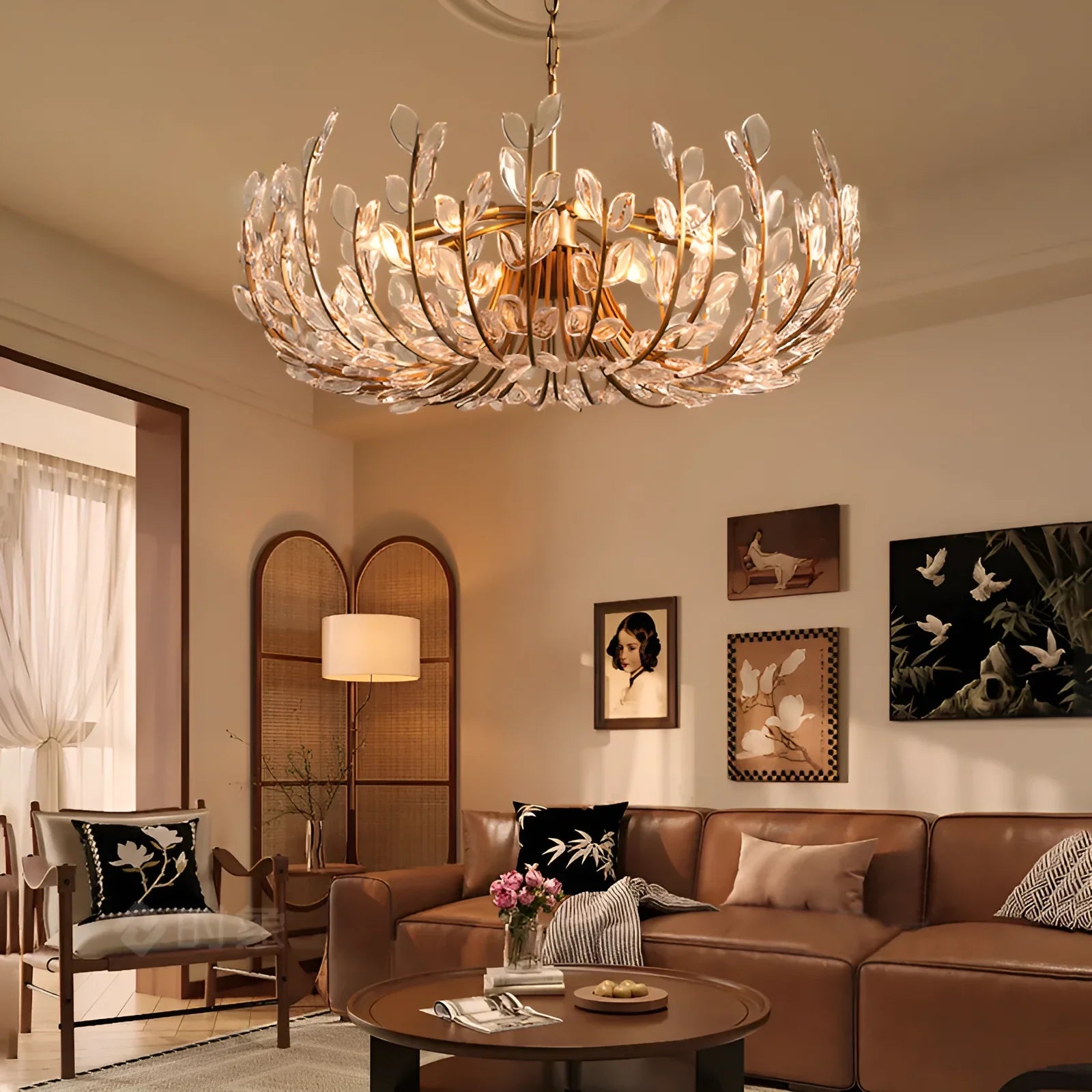 Adela 6-Light Modern Chandelier - 26 Inch Crystal Ceiling Light Fixture for Dining Room, Bedroom, or Living Room Decor