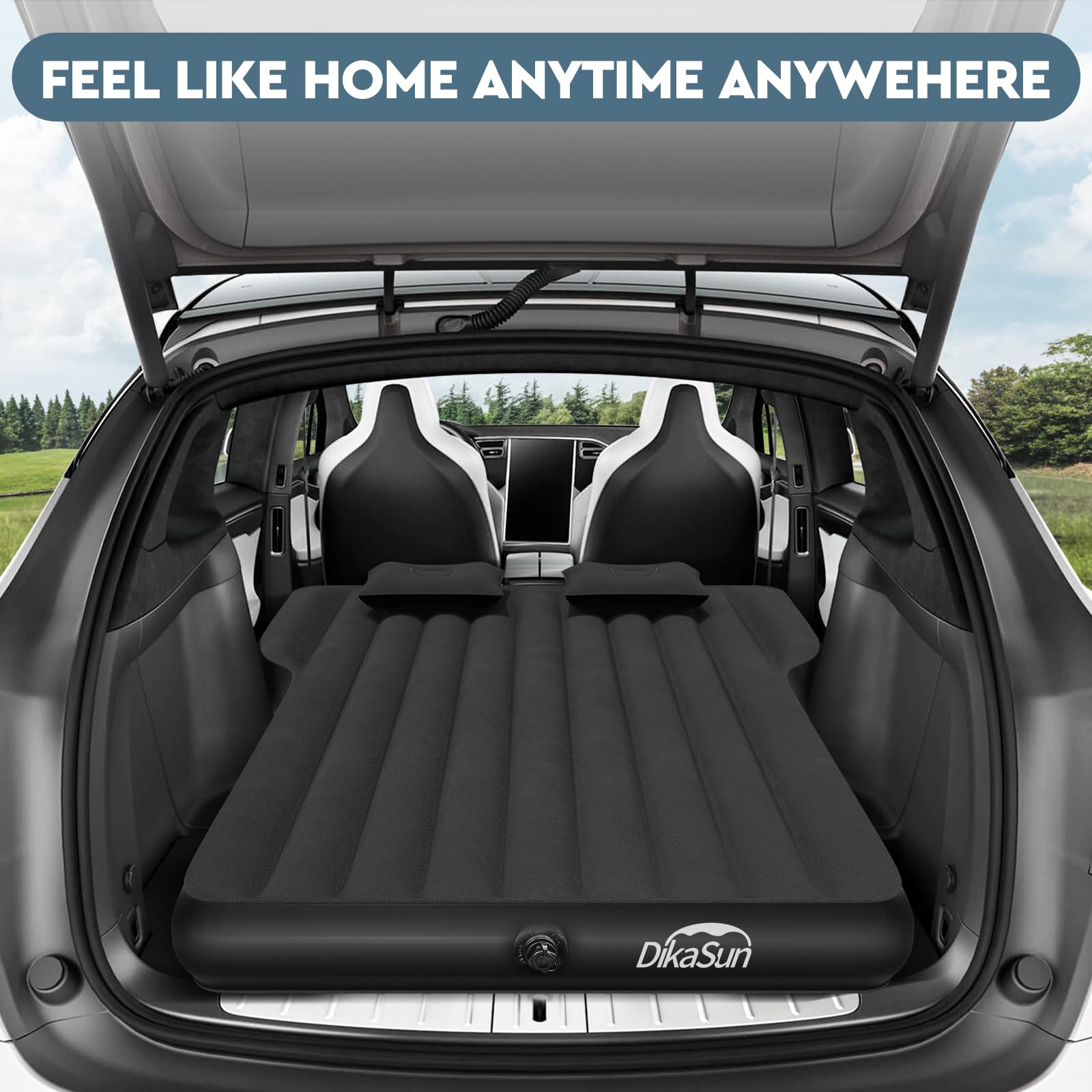 Tesla Model Y Air Mattress - Thickened Inflatable Camping Bed for Tesla Model Y SUV | Portable Travel Sleeping Pad with Built-in Pump & 2 Pillows | Perfect for Road Trips, Camping & Car Adventures