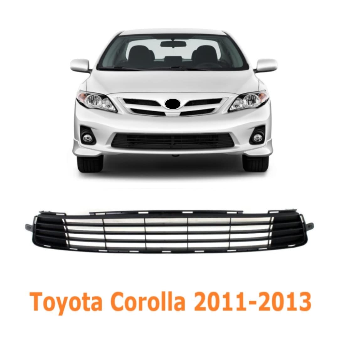 2011-2013 Toyota Corolla Sedan Front Bumper Grille Replacement - Compatible with Base CE LE S L XRS Models | Lower Center Grill Cover for Enhanced Vehicle Protection & Style | Perfect for Daily Commuting & Car Customization