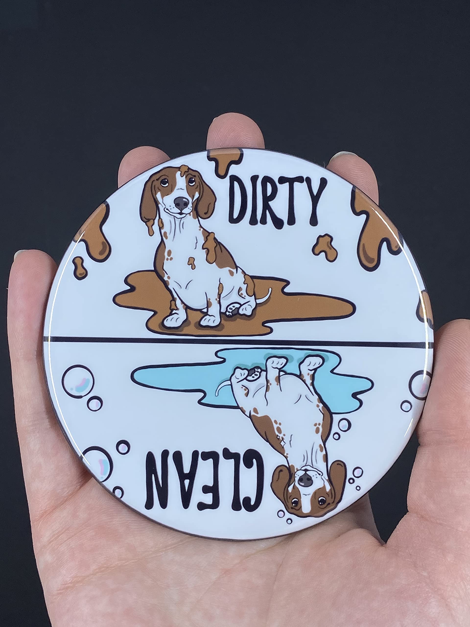 Handmade Brown Piebald Dachshund Dishwasher Magnet - Cute Kitchen Decor & Cleaning Accessory for Refrigerator, Dishwasher, and Metal Surfaces - Perfect for Dog Lovers and Home Organization