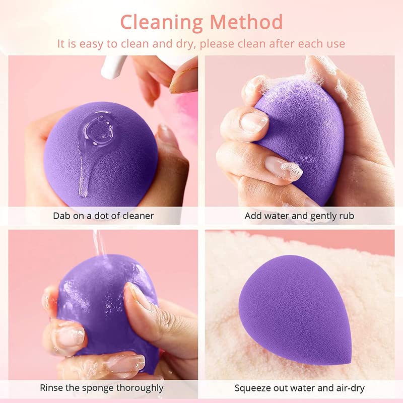 FAMEZA 4-Piece Professional Makeup Sponge Set - Beauty Blender for Flawless Foundation, Cream, Powder & Liquid Application | Includes Egg Case & Storage Box | Perfect for Daily Makeup, Travel & Professional Use