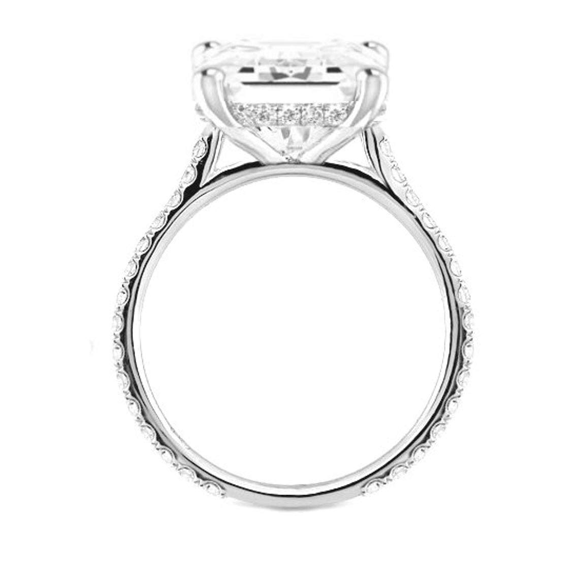 5.30 Carat Elongated Cushion Moissanite Engagement Ring - Vintage Solitaire Halo Diamond Setting in Sterling Silver - Wedding, Anniversary & Promise Ring Gift by Neerja Jewels - Perfect for Proposals, Bridal Jewelry & Special Occasions