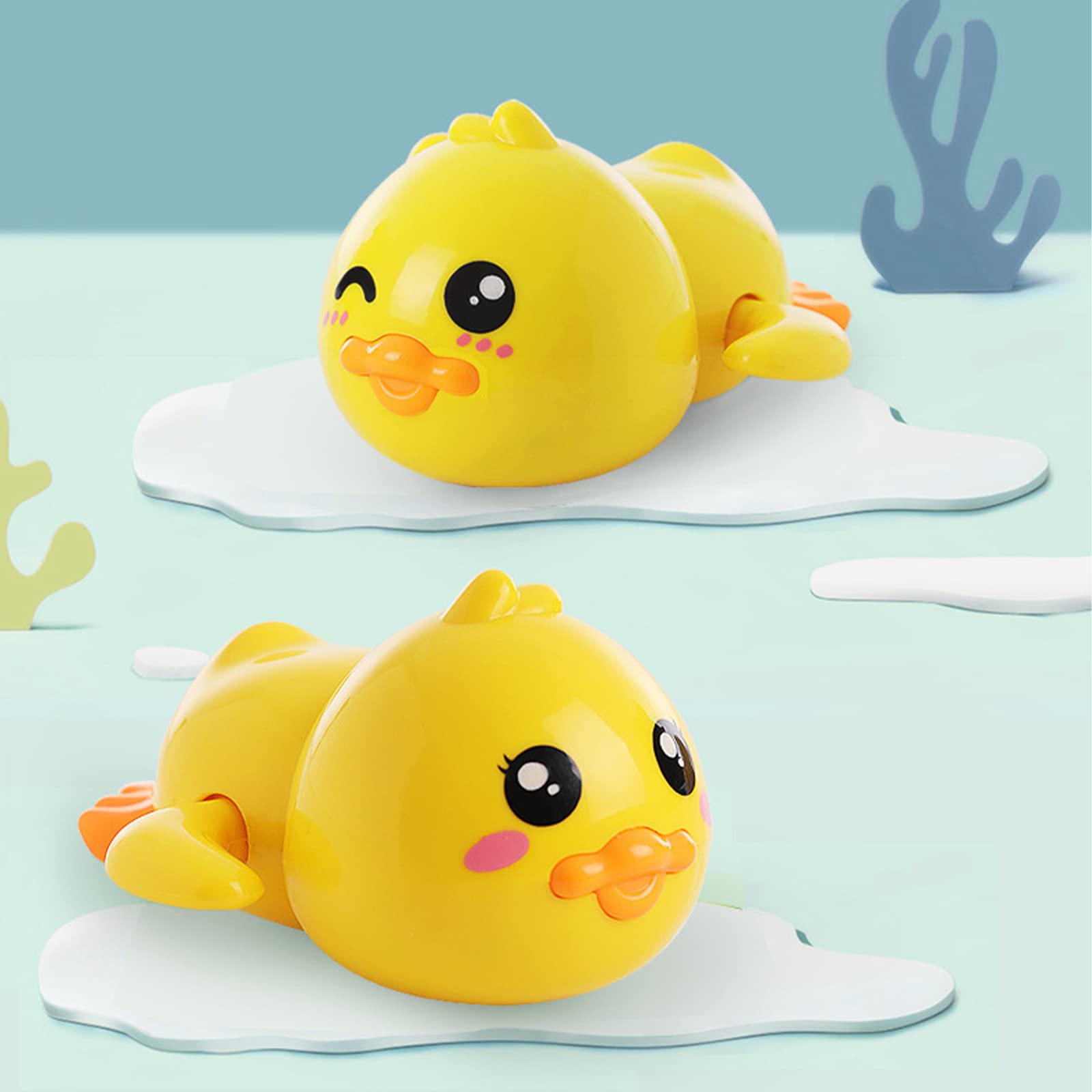 Xutong 6-Piece Wind-Up Swimming Duck Bath Toy Set for Toddlers - ABS Material, Animal-Themed, Unisex, Ages 1-3 (Random Colors) - Fun Bathtime Learning & Sensory Play for Babies