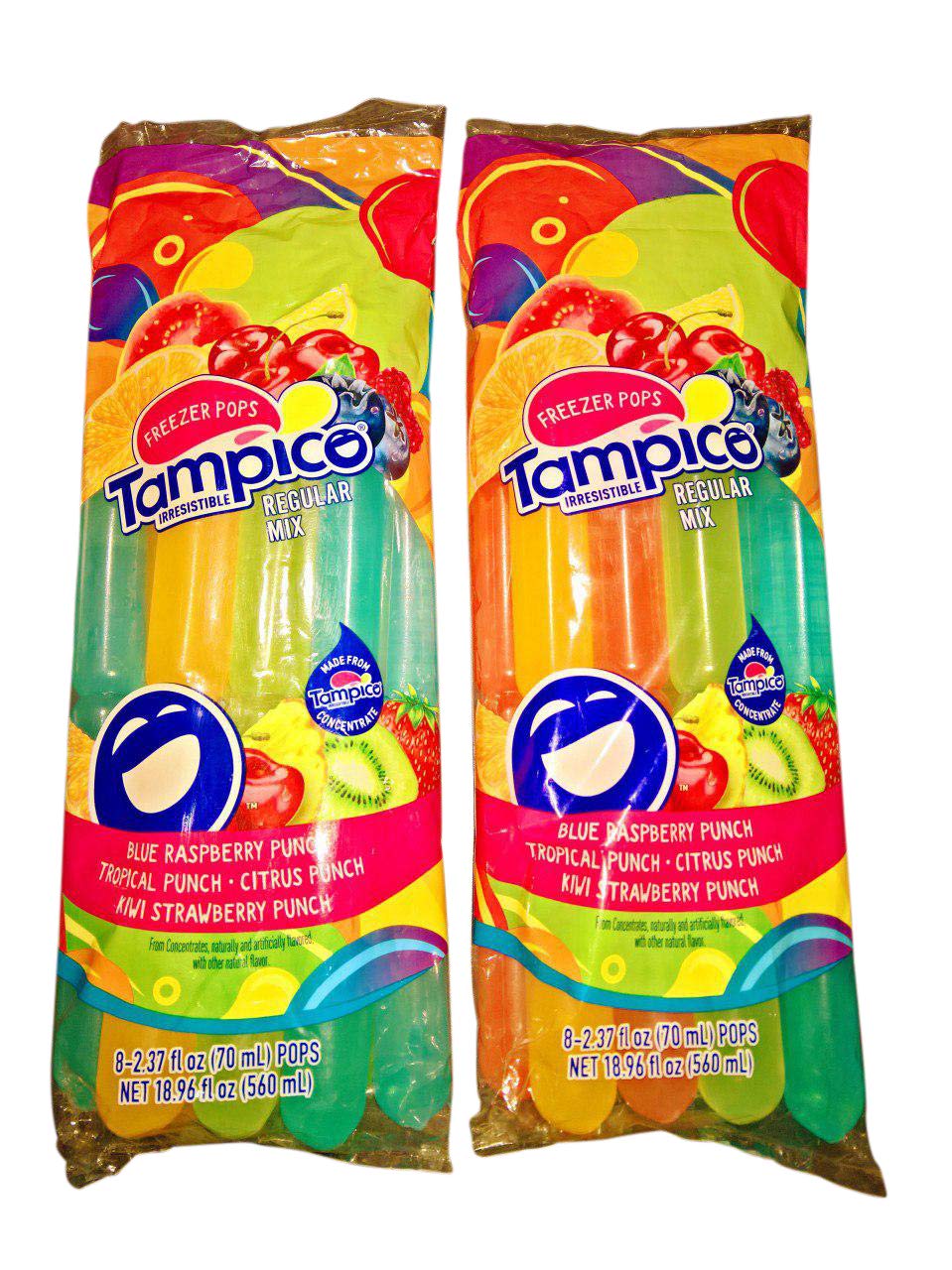 Tampico Freezer Pops 2-Pack - Assorted Tropical Flavors Ice Pops for Kids & Adults - Perfect for Summer Parties, BBQs, and Backyard Fun
