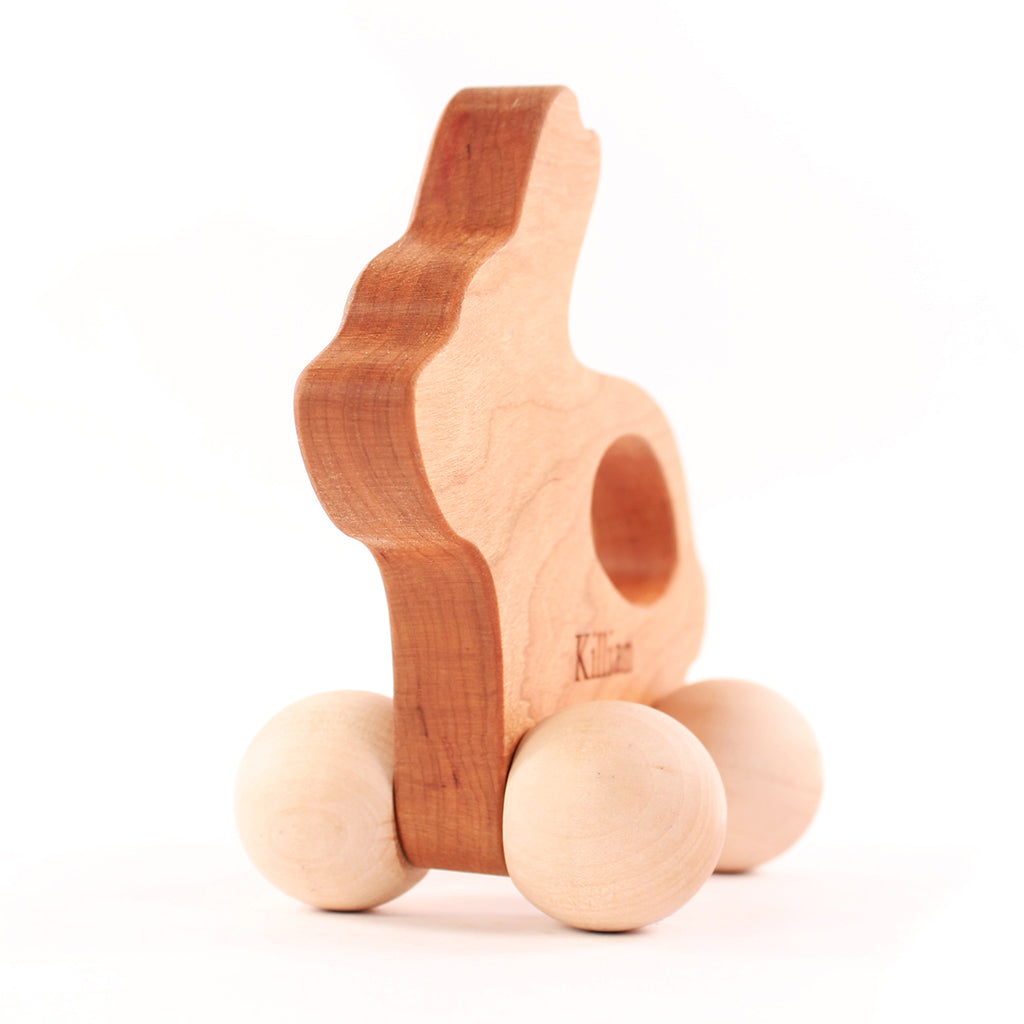 Wooden Bunny Push Toy for Toddlers - Eco-Friendly Wooden Pull Toy for Kids, Perfect for Early Learning & Indoor/Outdoor Play
