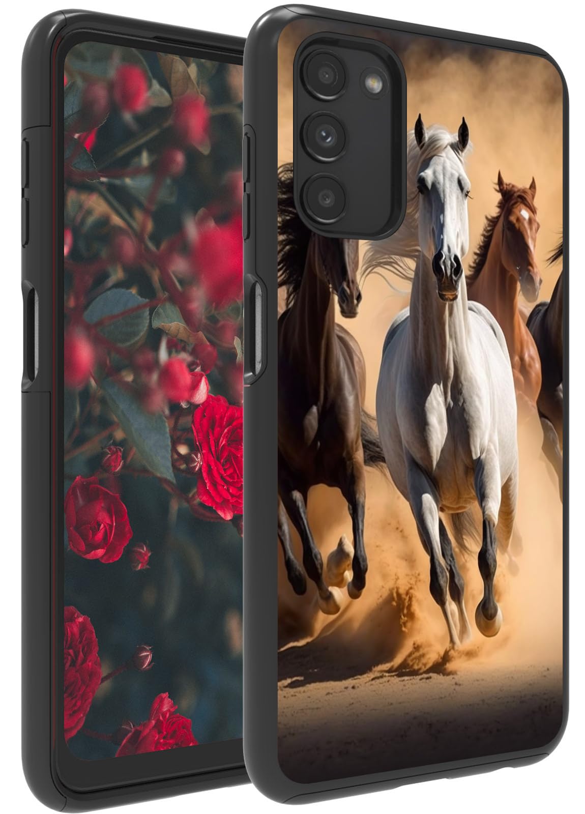 Shockproof Samsung Galaxy A03S Phone Case with Horses Design - Heavy Duty Dual Layer Leather Protective Cover for Men & Women (6.5 Inch) - Perfect for Outdoor Activities, Work & Daily Use