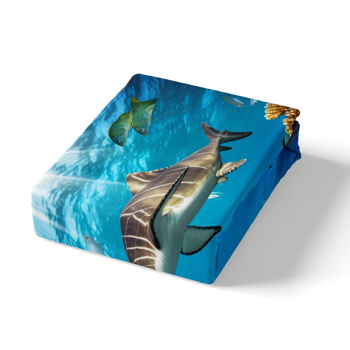 Feelyou 3D Sea Turtle Shark Ocean Animal Twin Bed Sheet Set for Kids - Soft Microfiber Boys Girls Marine Themed Bedding - Perfect for Underwater Themed Bedrooms & Kids Room Decor