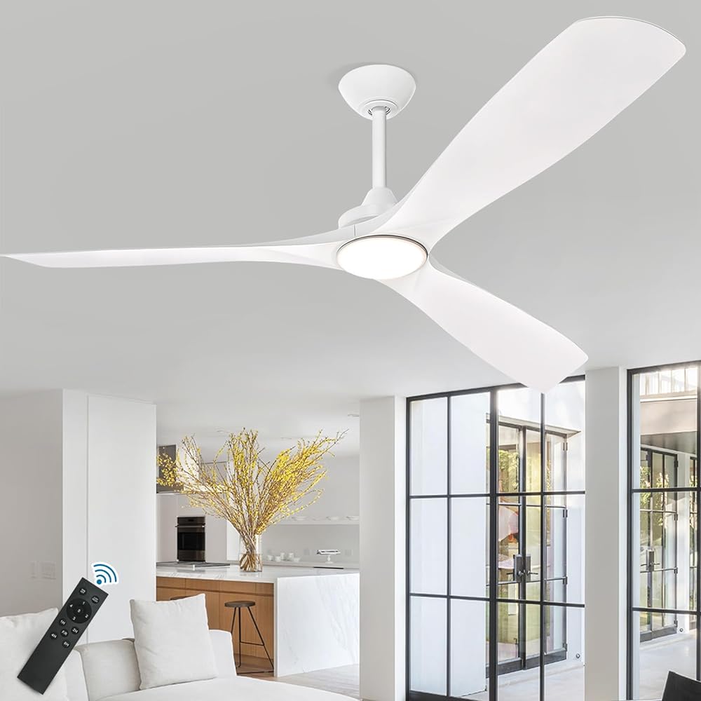 Depuley 60 Inch Modern Ceiling Fan with LED Light and Remote Control - Quiet Reversible DC Motor, 3 Color Temperature Adjustable, Timer Function - Perfect for Living Room, Bedroom, Patio, Study and Gazebo