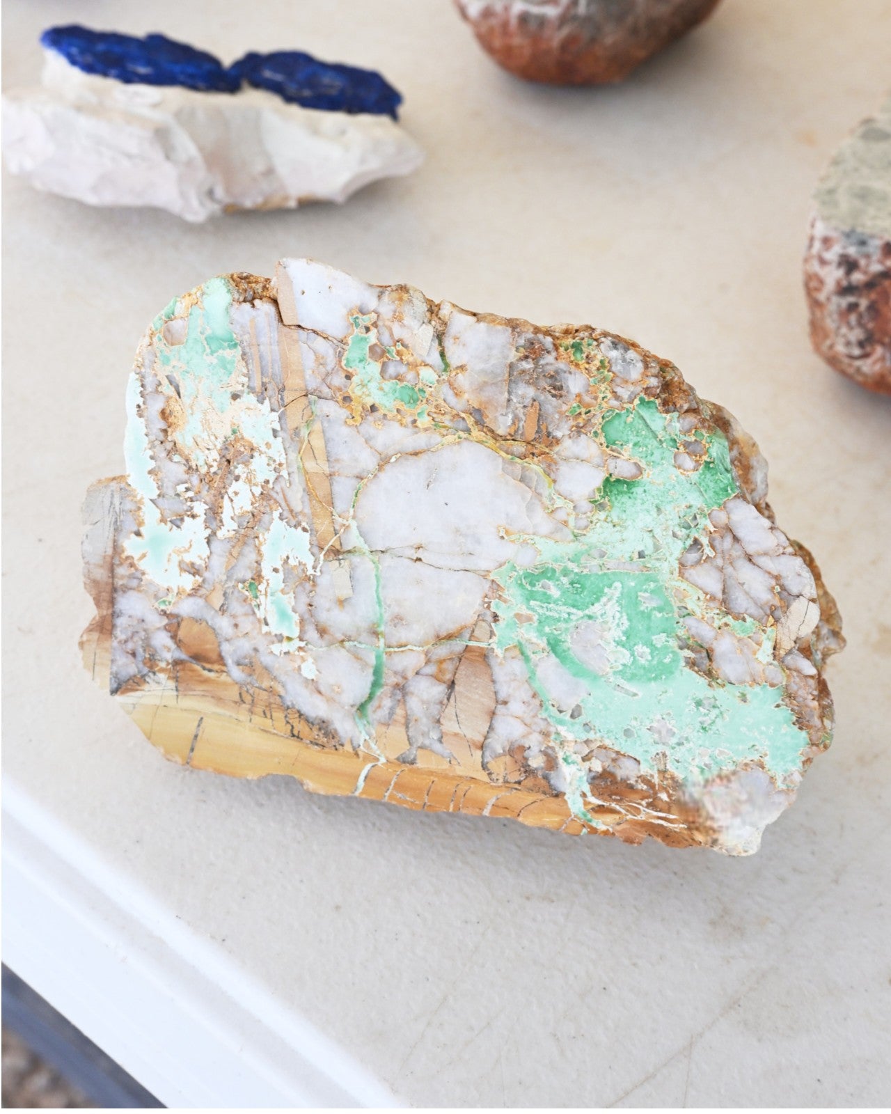 Natural Australian Variscite Stone with Polished Face - 4lbs Raw Crystal Specimen for Jewelry Making, Meditation & Home Decor